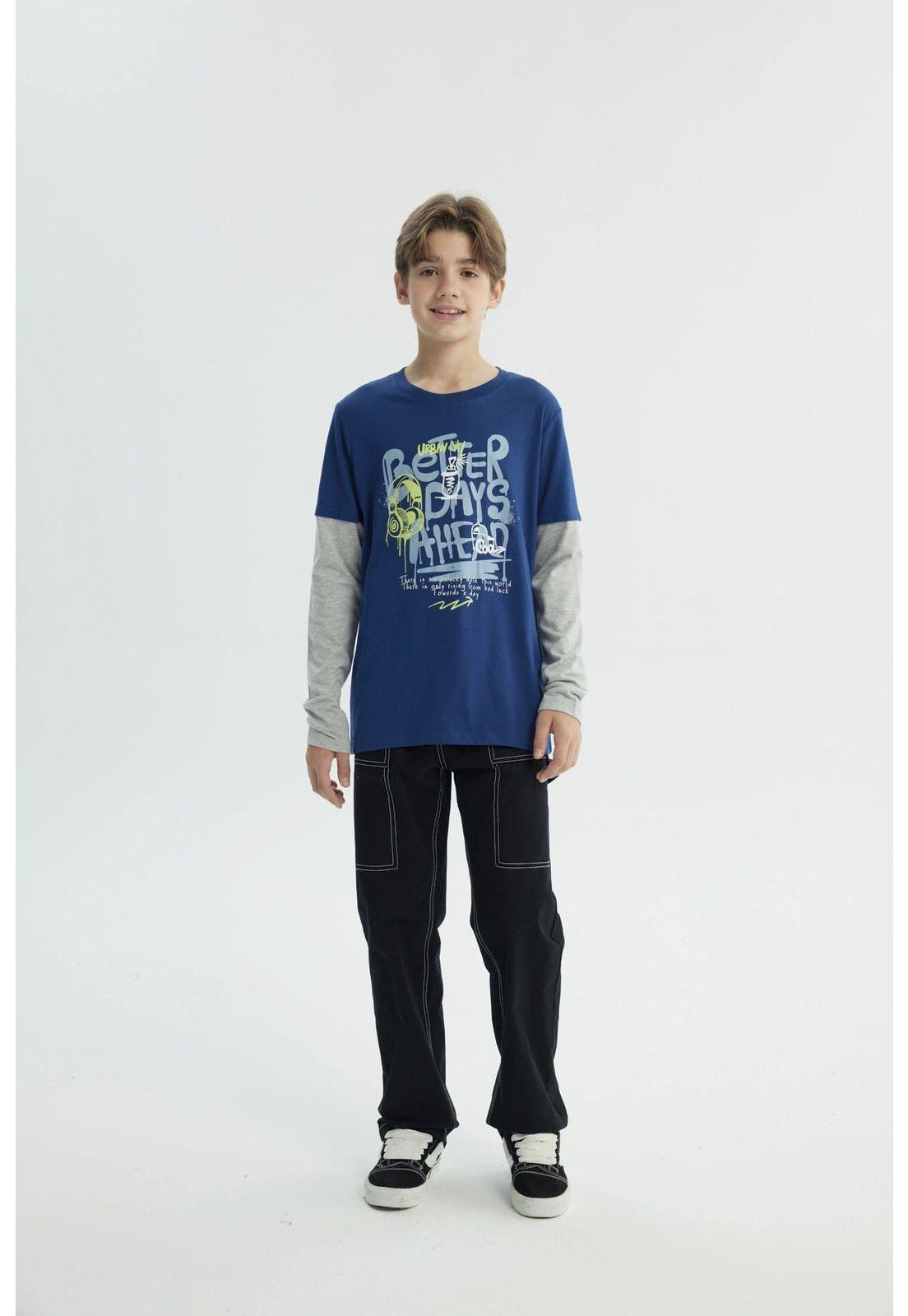 Polera Niño Básica Print Azul - lll-3