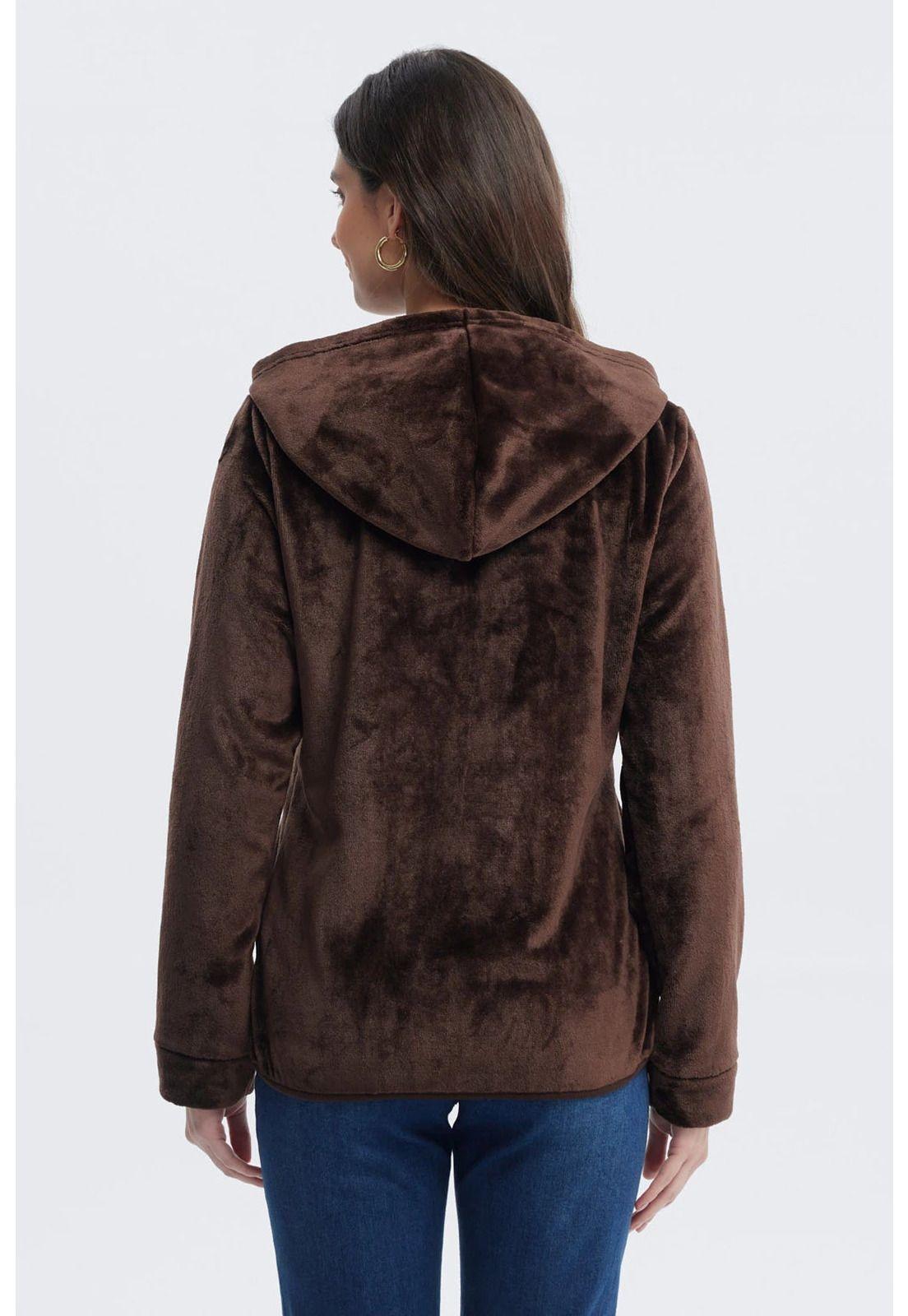 Polar Mujer Básico Plush Con Cierre Café-2