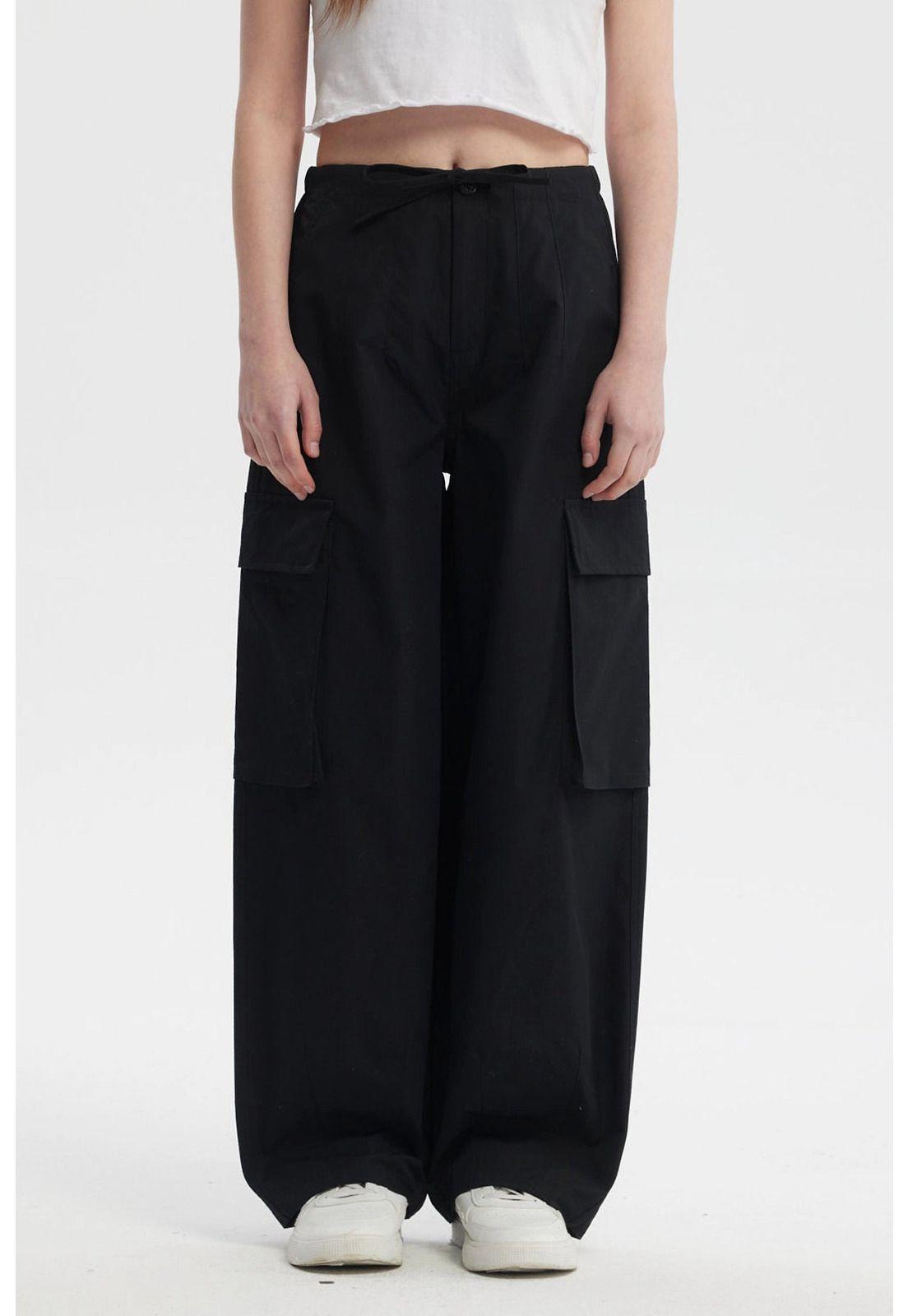 Pantalón Mujer Wide Leg Negro - lll-0