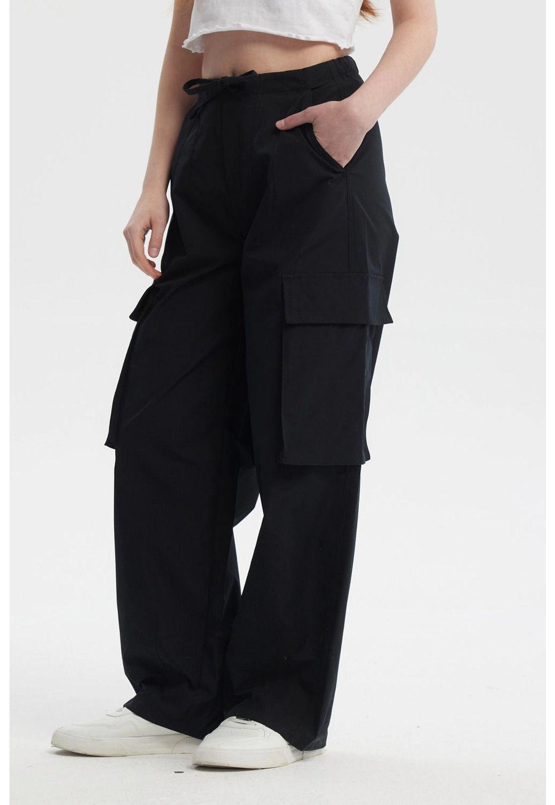 Pantalón Mujer Wide Leg Negro - lll-1