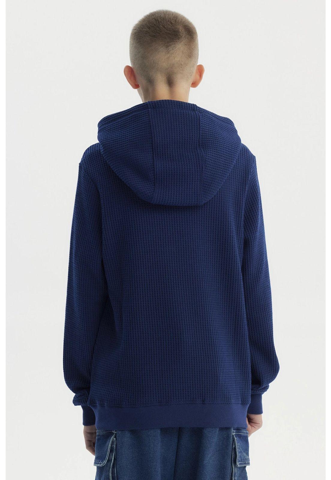 Polerón Niño Slim Con Gorro Azul Oscuro - ll-2