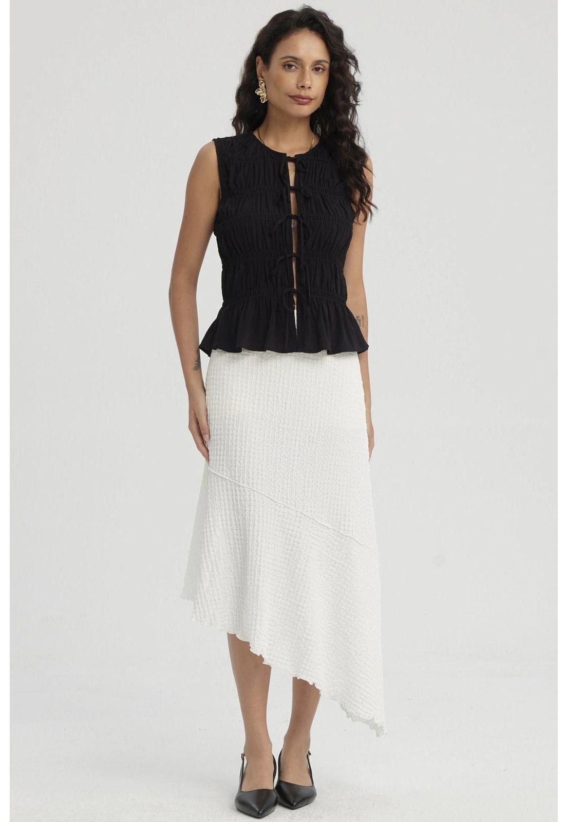 Blusa Mujer Lazos Delanteros Negro-3