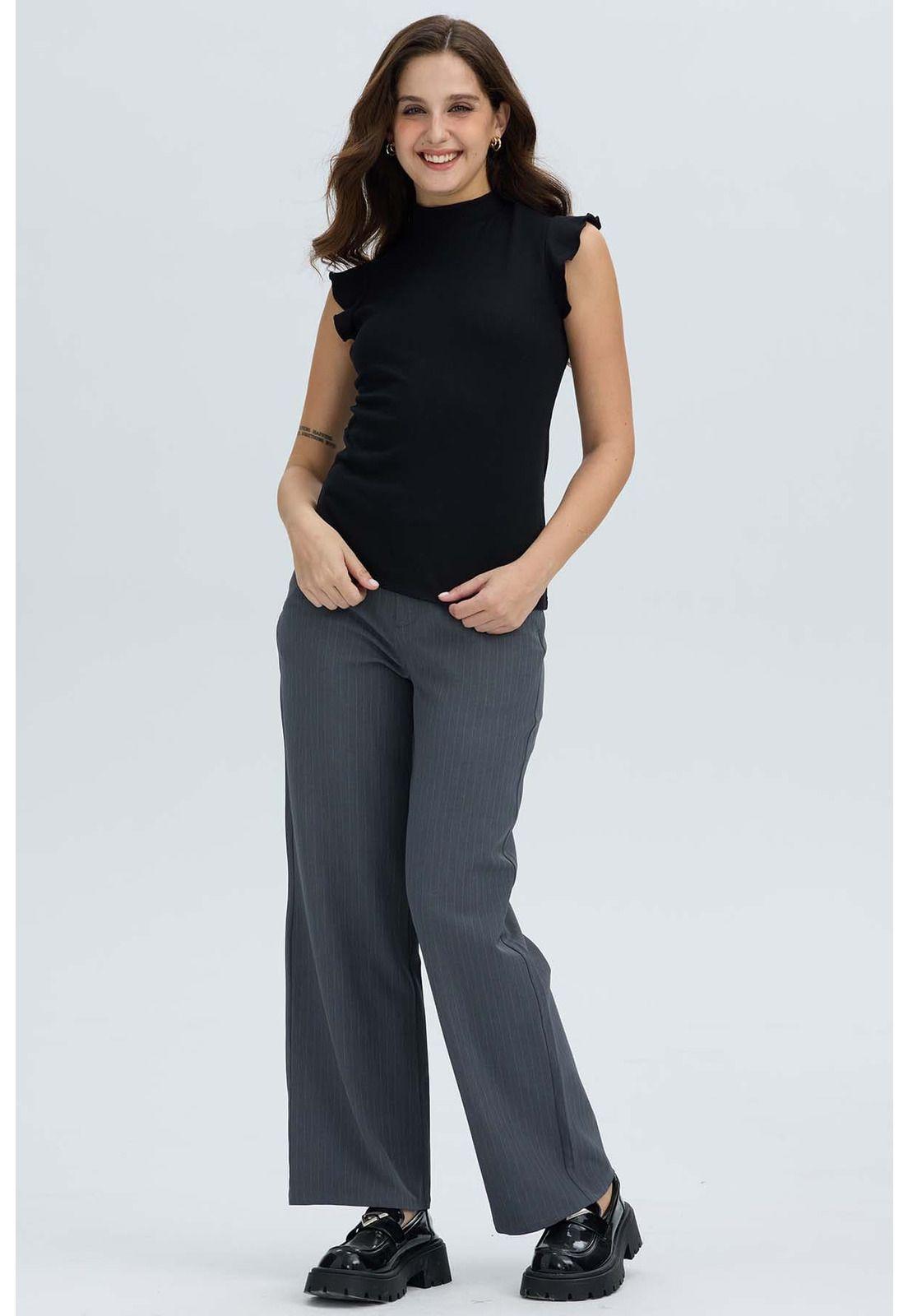 Polera Mujer Rib Terminaciones Negro-3