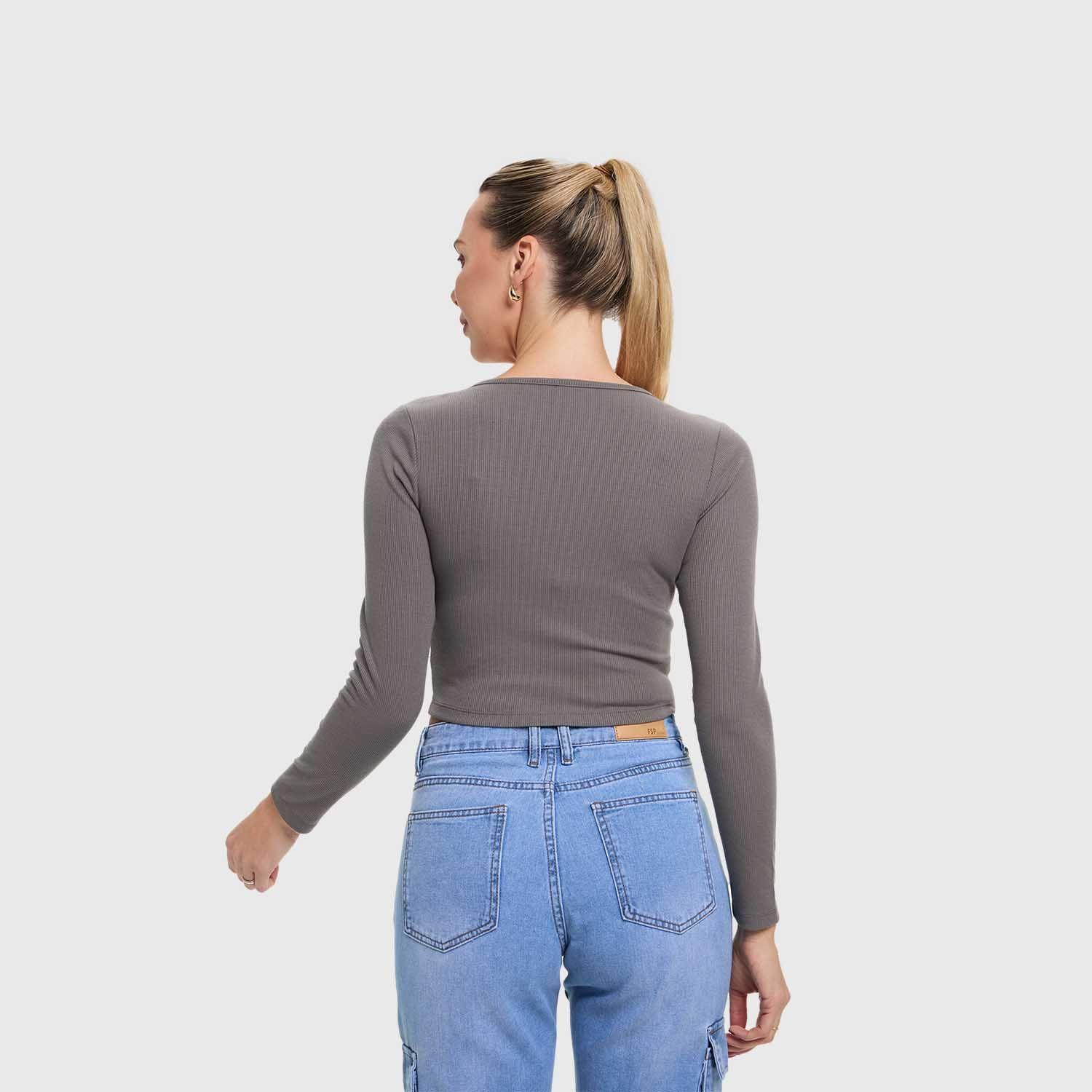 Polera Mujer Amarras Escote Gris Marengo Fashion's Park-2