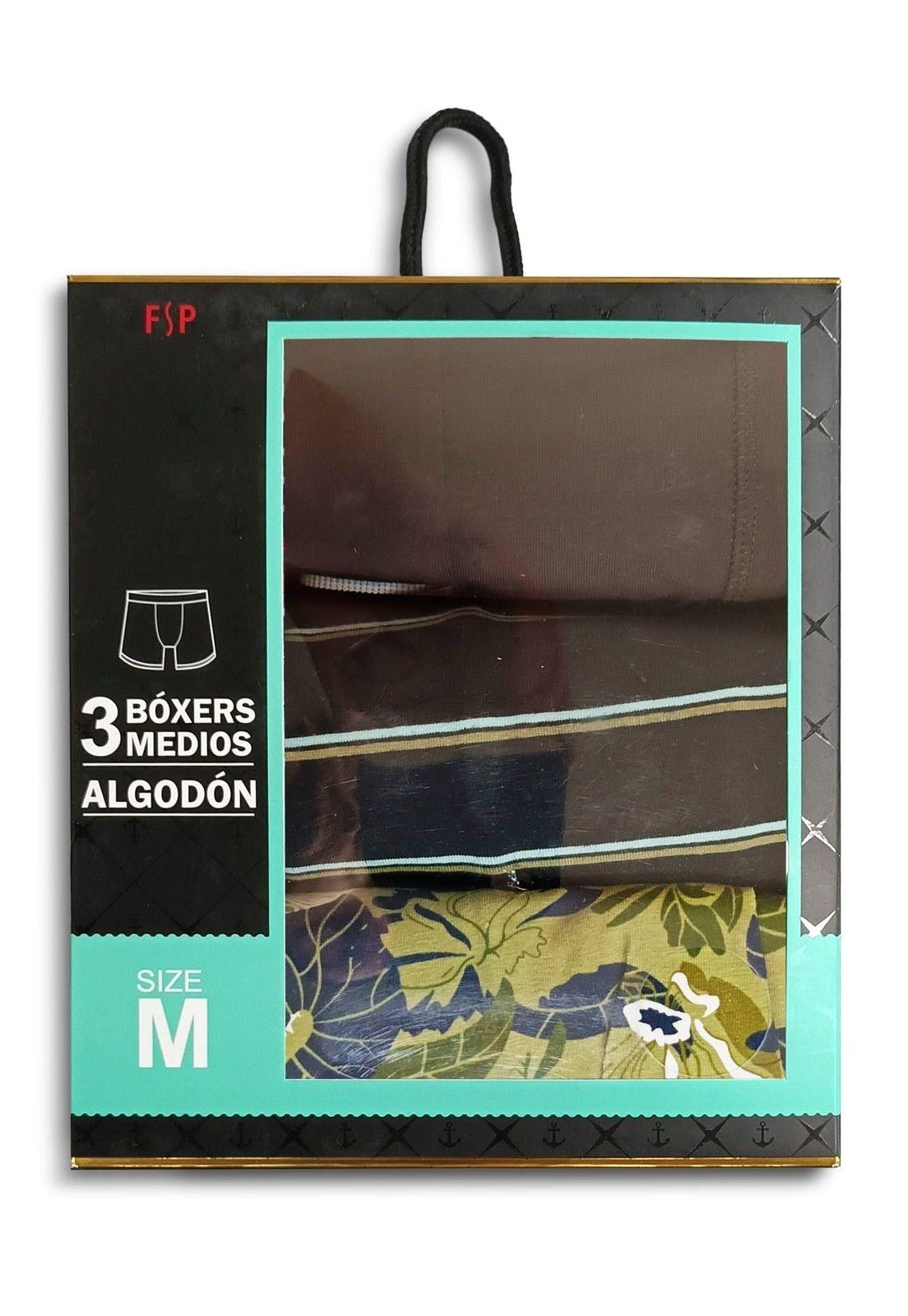 Bóxer Hombre Tripack Básico Verde-1
