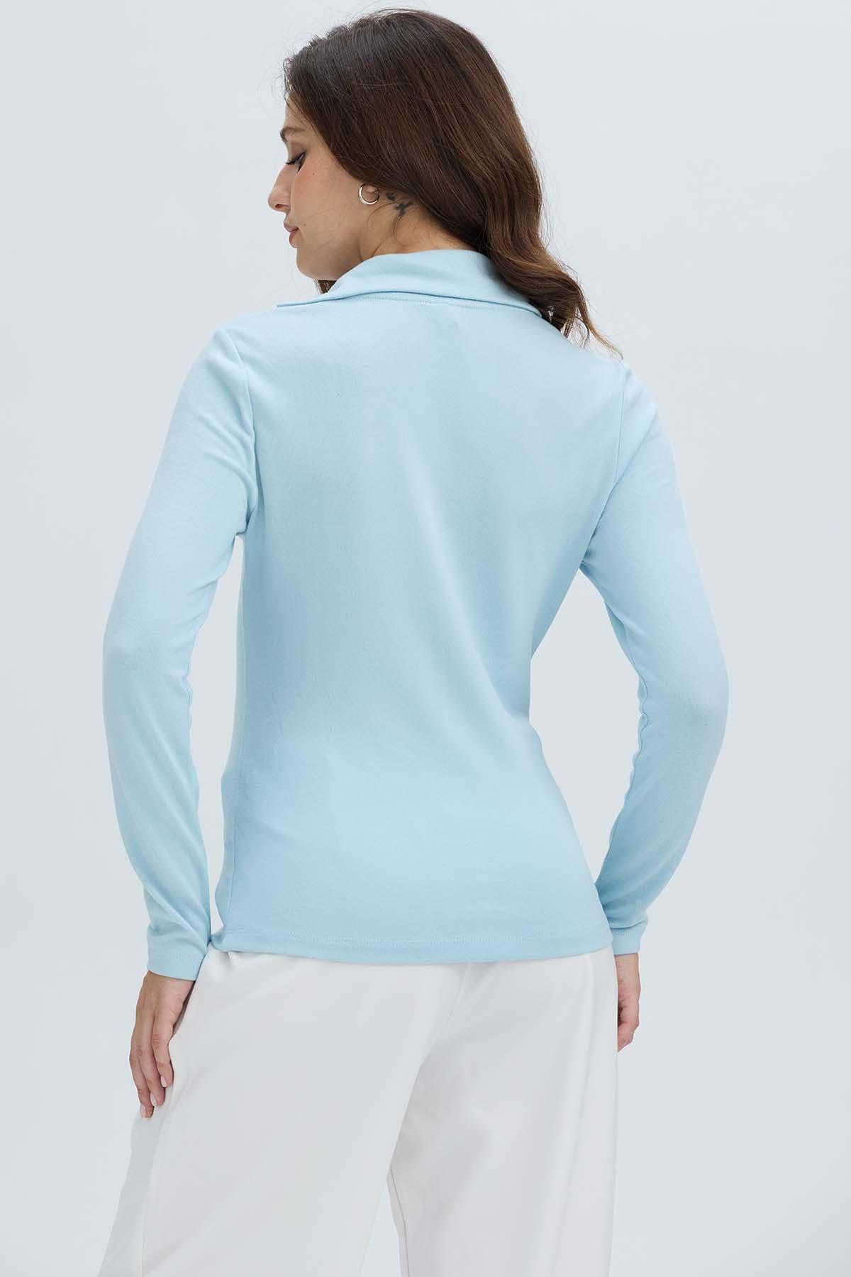 Sweater Mujer Casual Celeste Claro-2