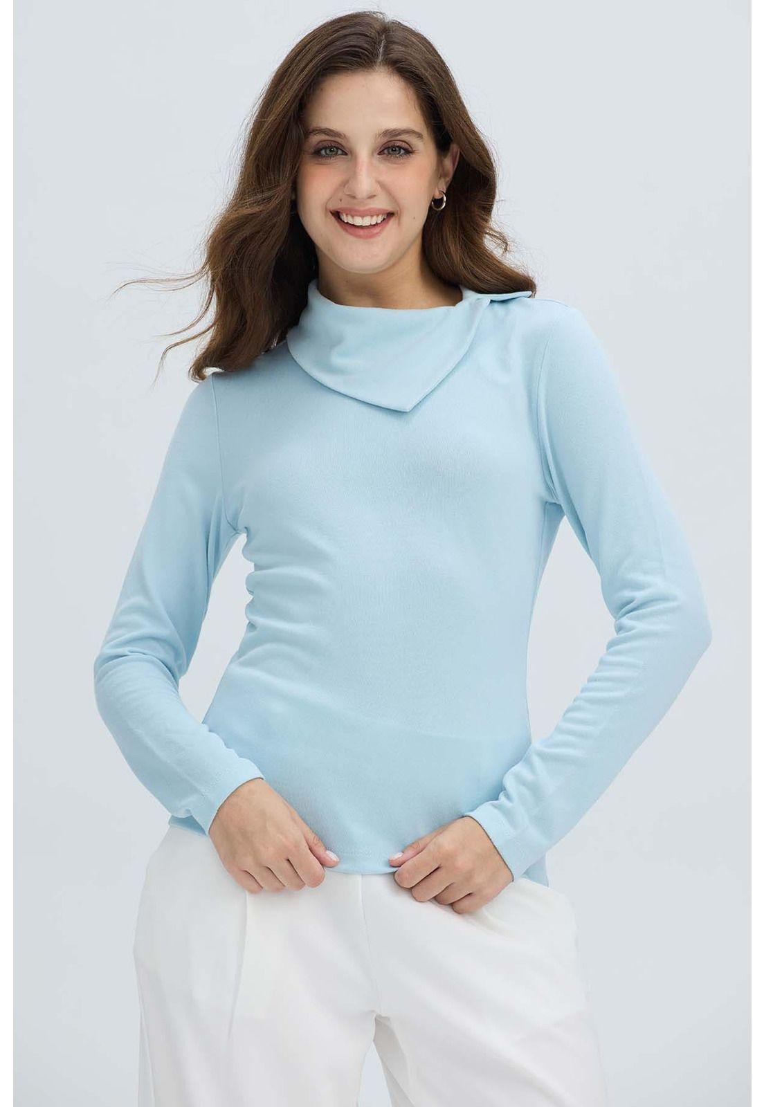 Sweater Mujer Casual Celeste Claro-0