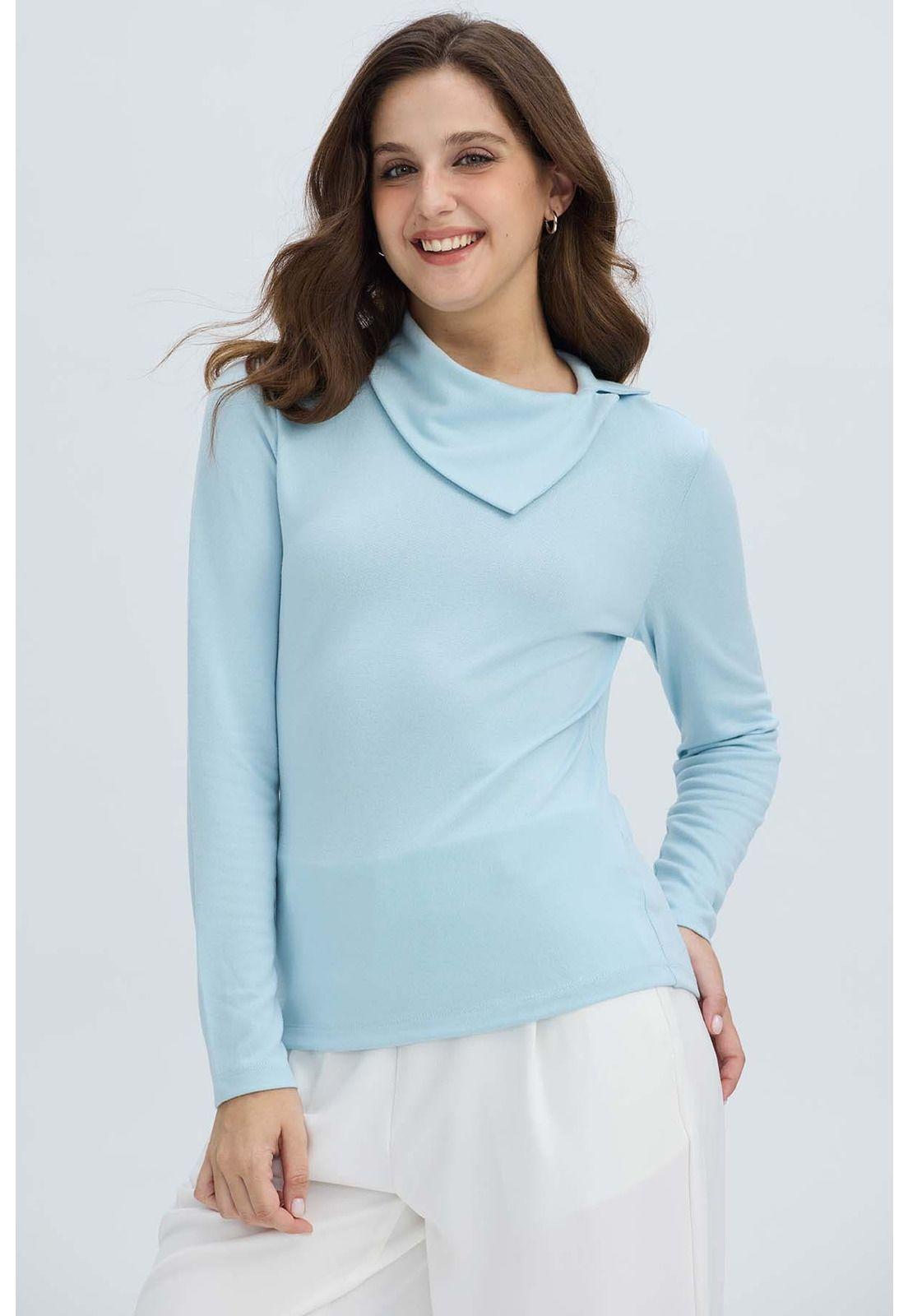 Sweater Mujer Casual Celeste Claro-1