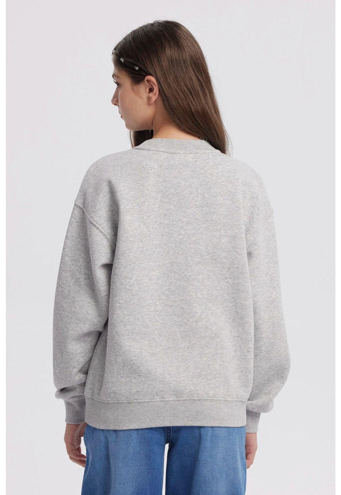 Polerón Niña Básico Print Gris Melange-2