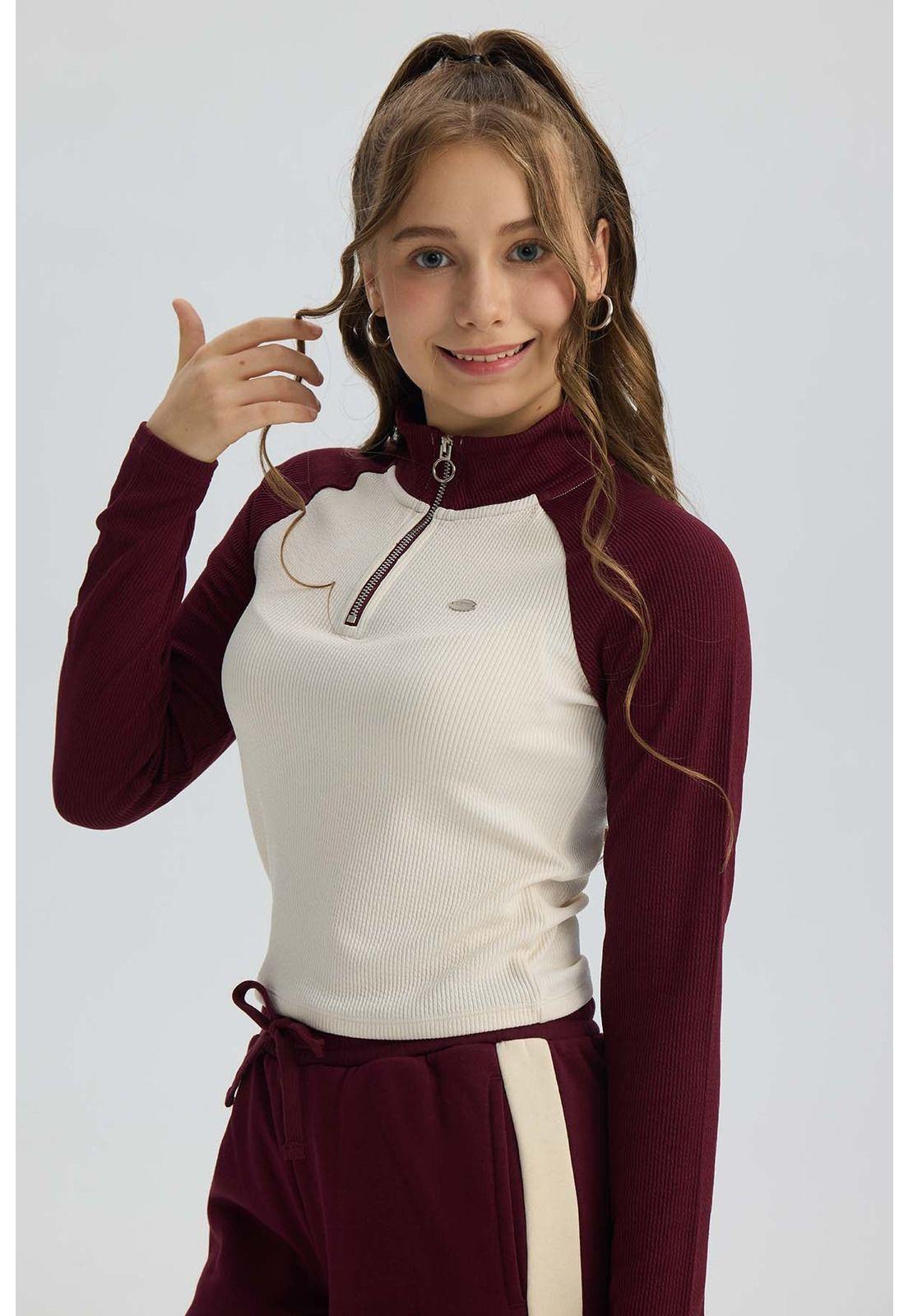 Polera Niña Medio Cierre Burdeo-0