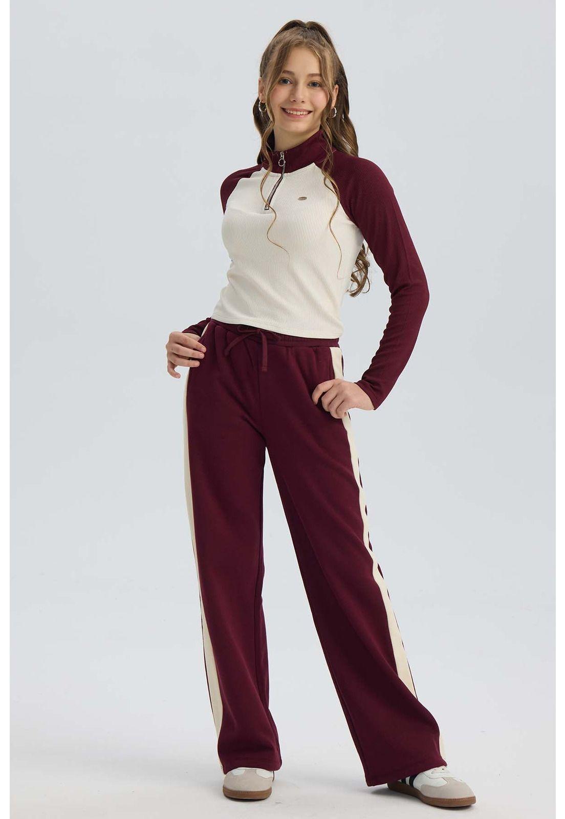 Polera Niña Medio Cierre Burdeo-3