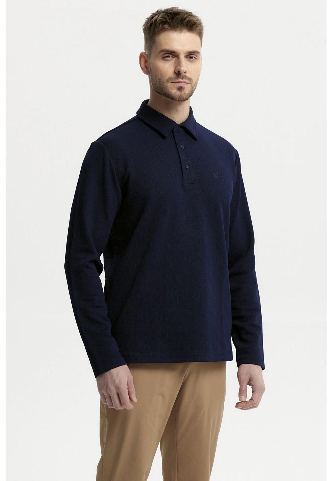 Polera Hombre Slim Cuello Polo Azul Marino-1