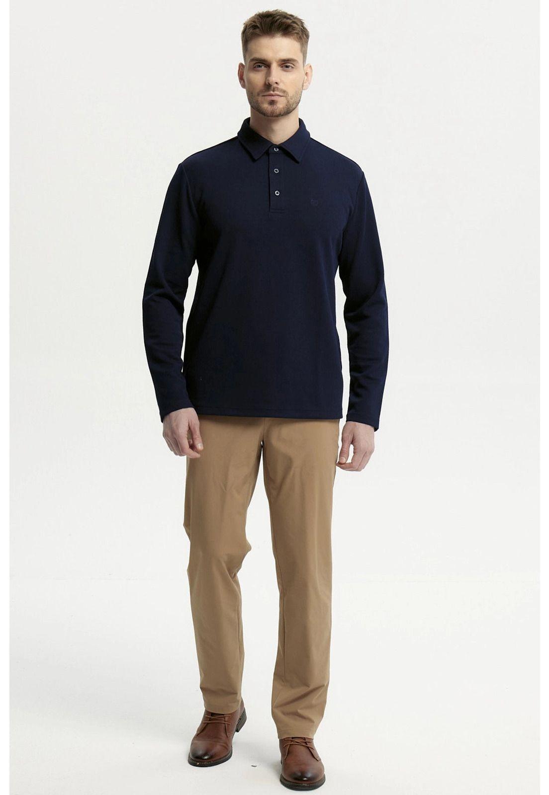 Polera Hombre Slim Cuello Polo Azul Marino-3