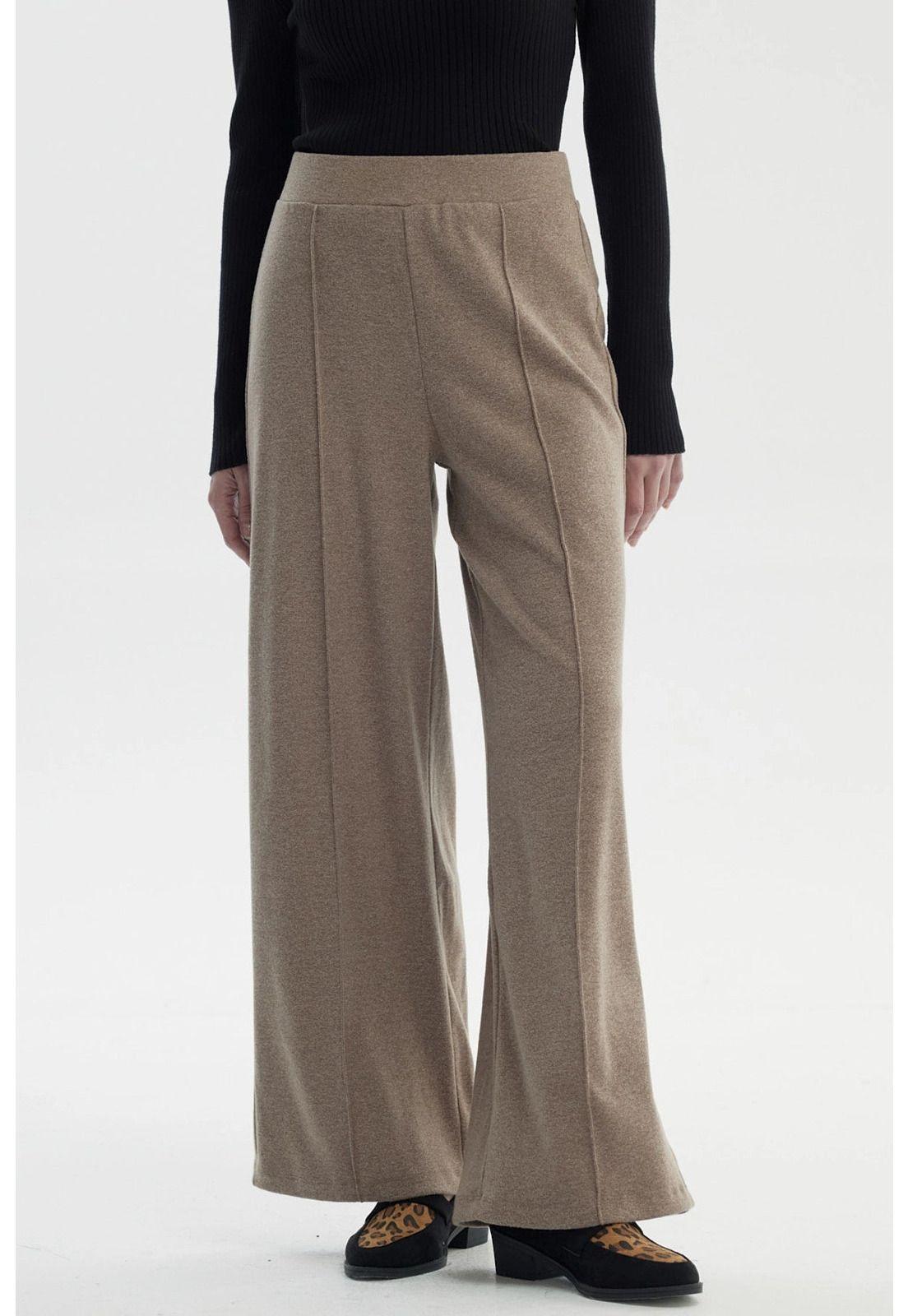 Pantalón Mujer Camman Calce Recto Cortes Taupe-0