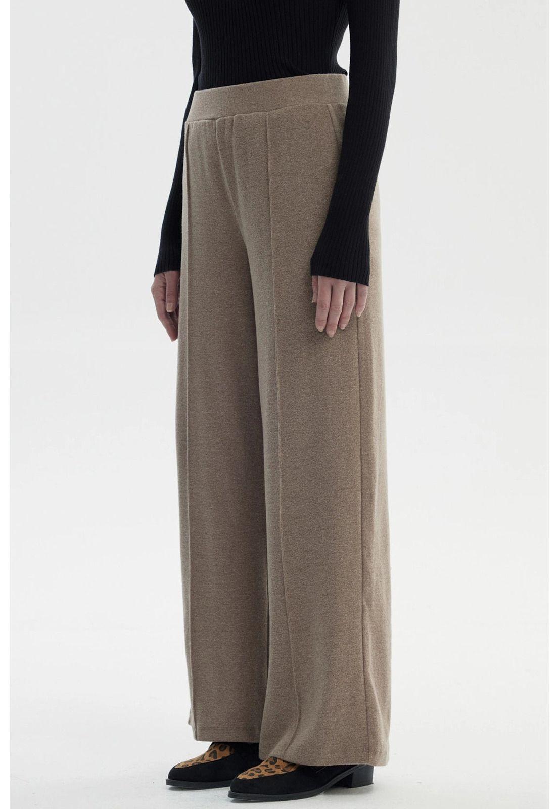 Pantalón Mujer Camman Calce Recto Cortes Taupe-1