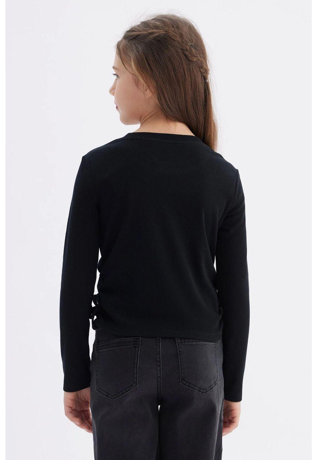 Polera Niña Recogidas Negro-2