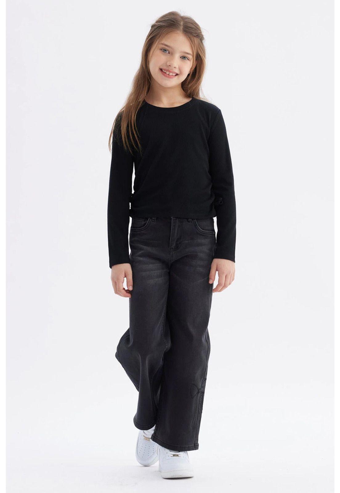 Polera Niña Recogidas Negro-3