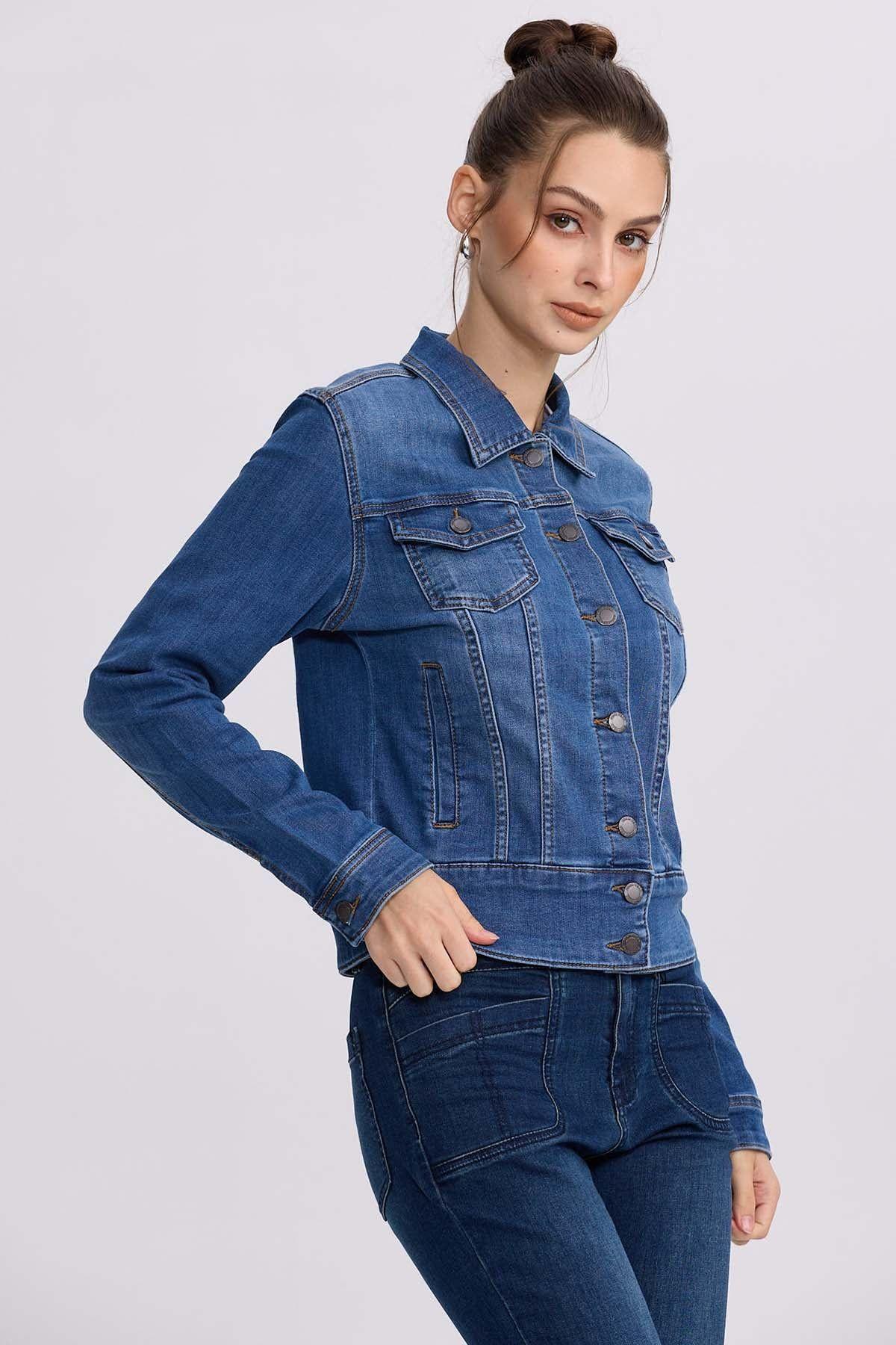 Chaqueta Mujer Clásica Azul-2