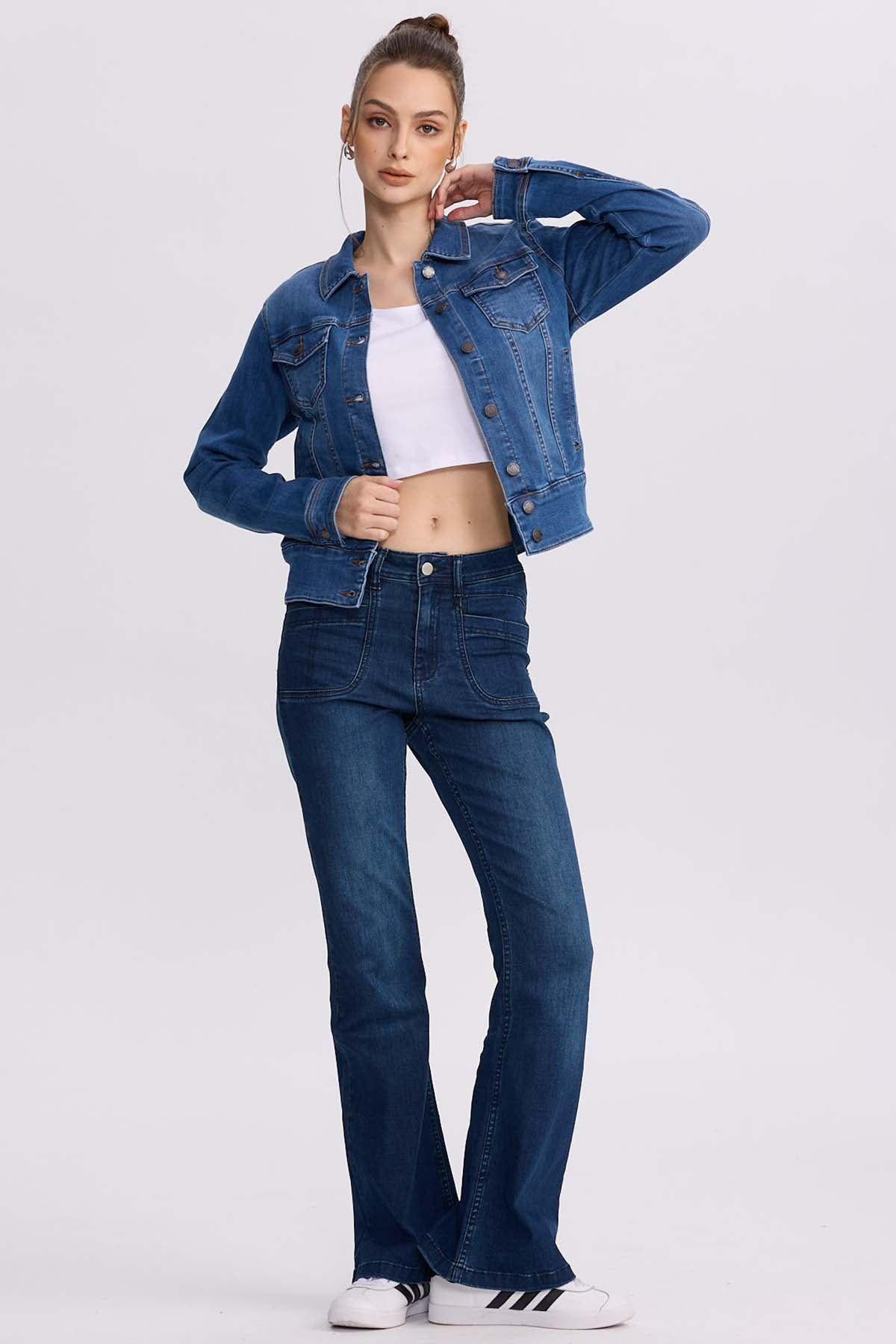 Chaqueta Mujer Clásica Azul-3