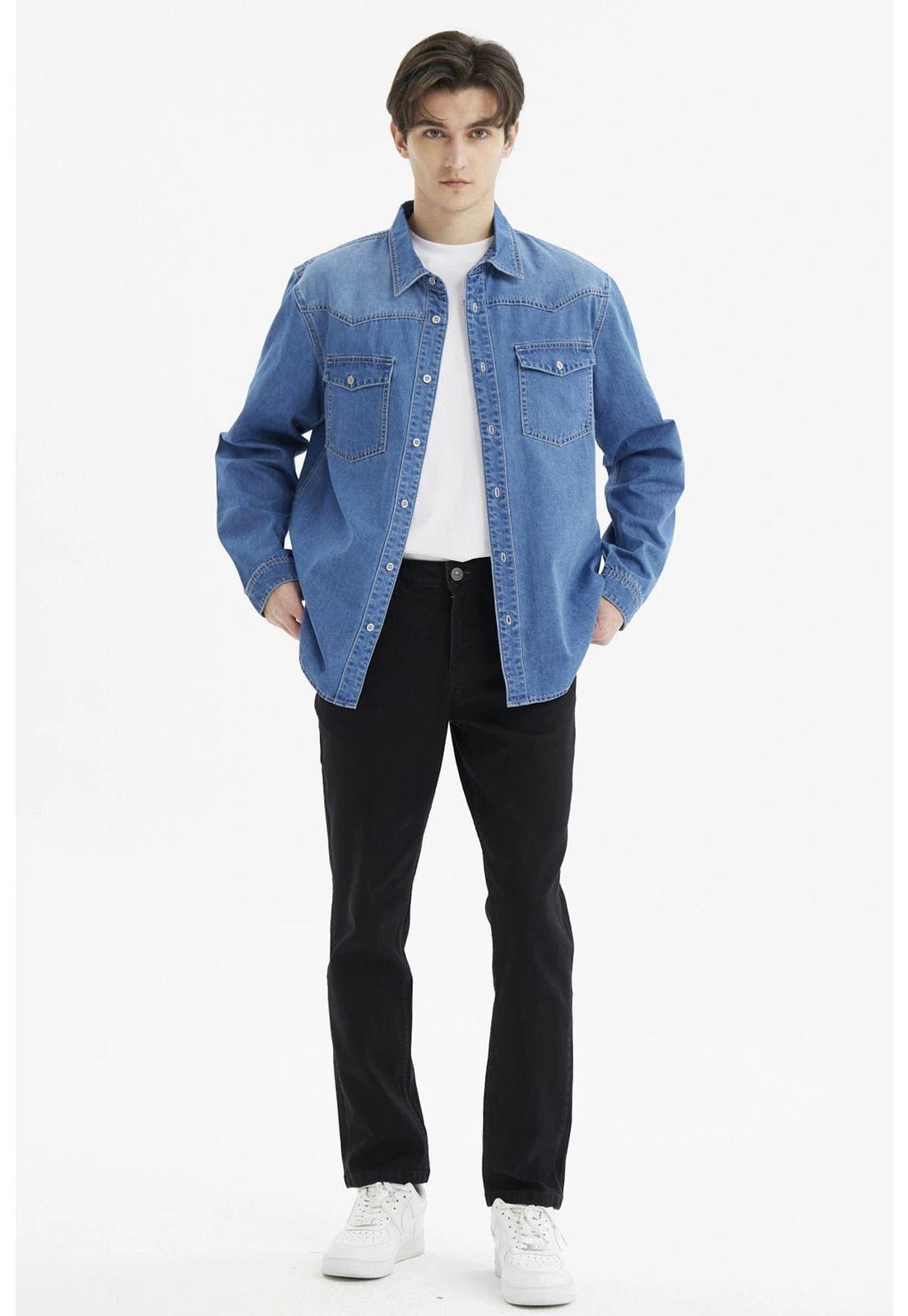 Camisa Hombre Clásica Dallas Azul Claro-3