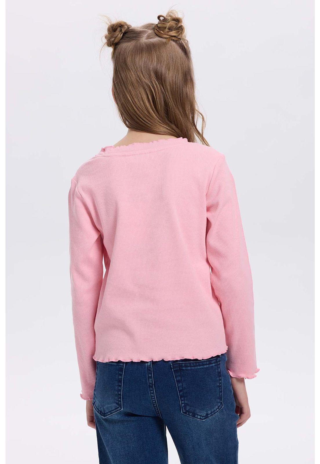 Polera Niña Rullet Print Strass Rosado-1