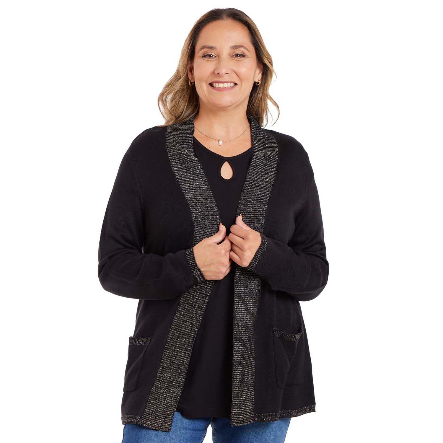 Sweater Tapado Negro Mujer-0