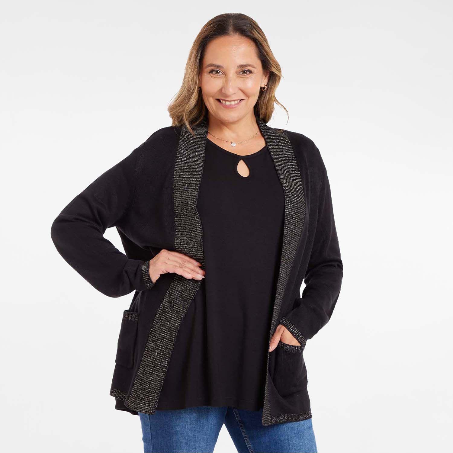 Sweater Tapado Negro Mujer-1