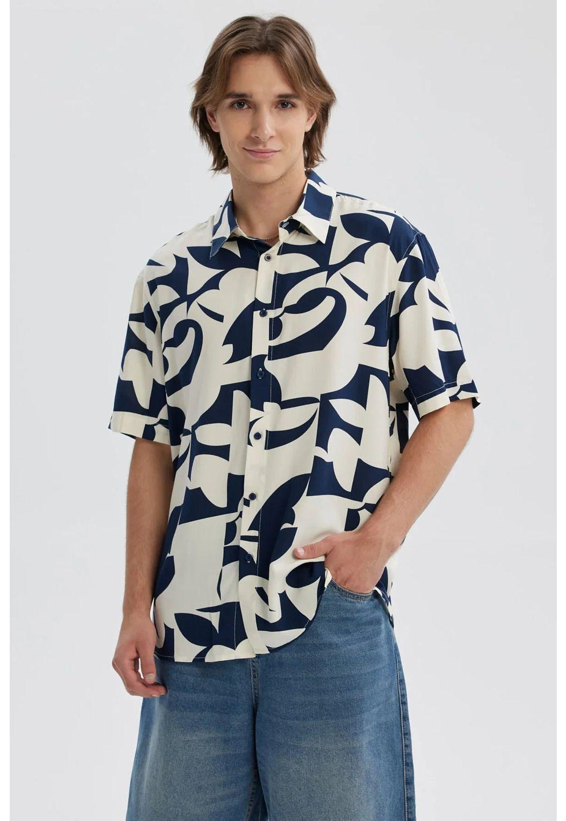 Camisa Hombre Full Print Azul - ll-0