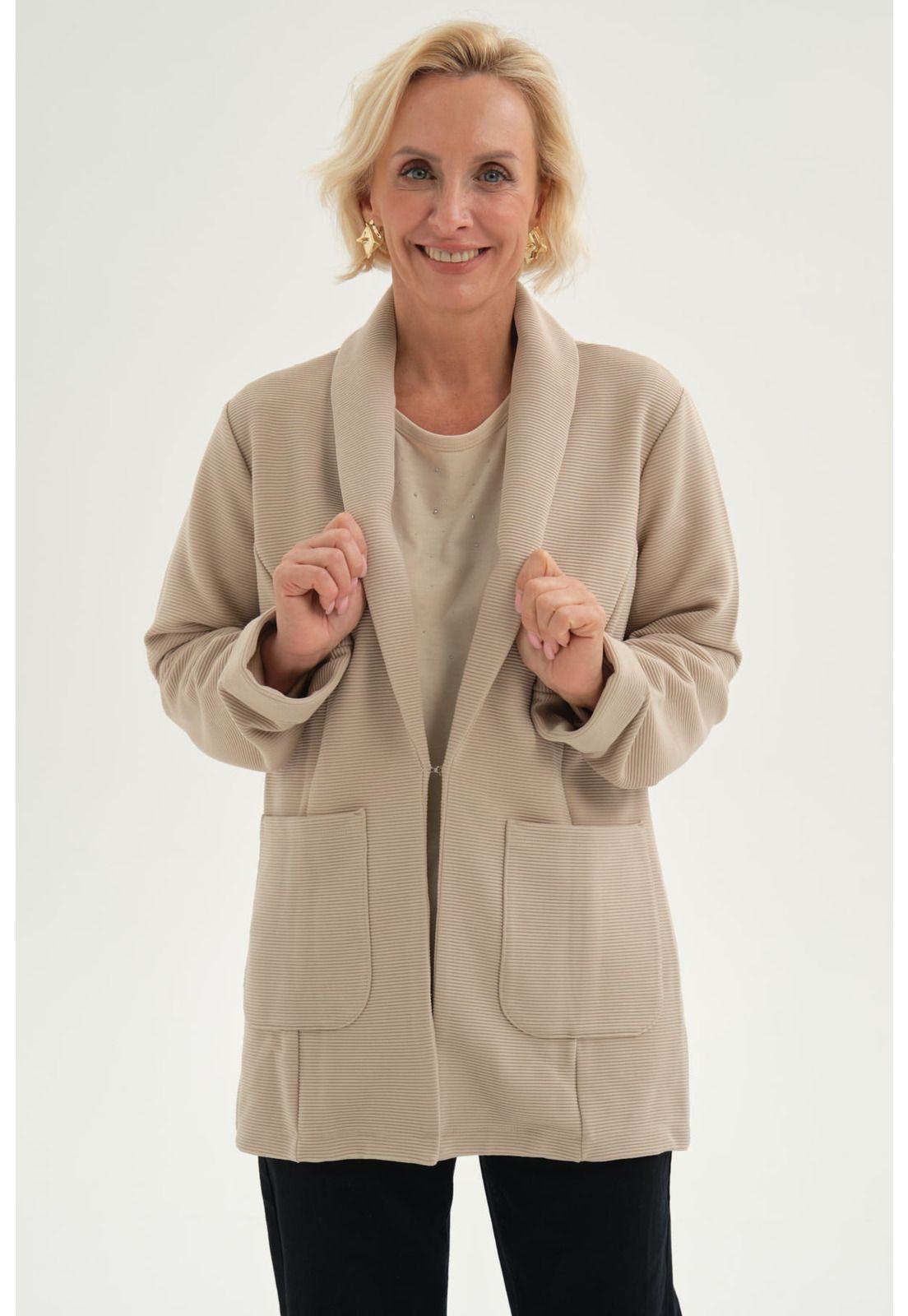 Chaqueta Mujer Abierta Beige-0