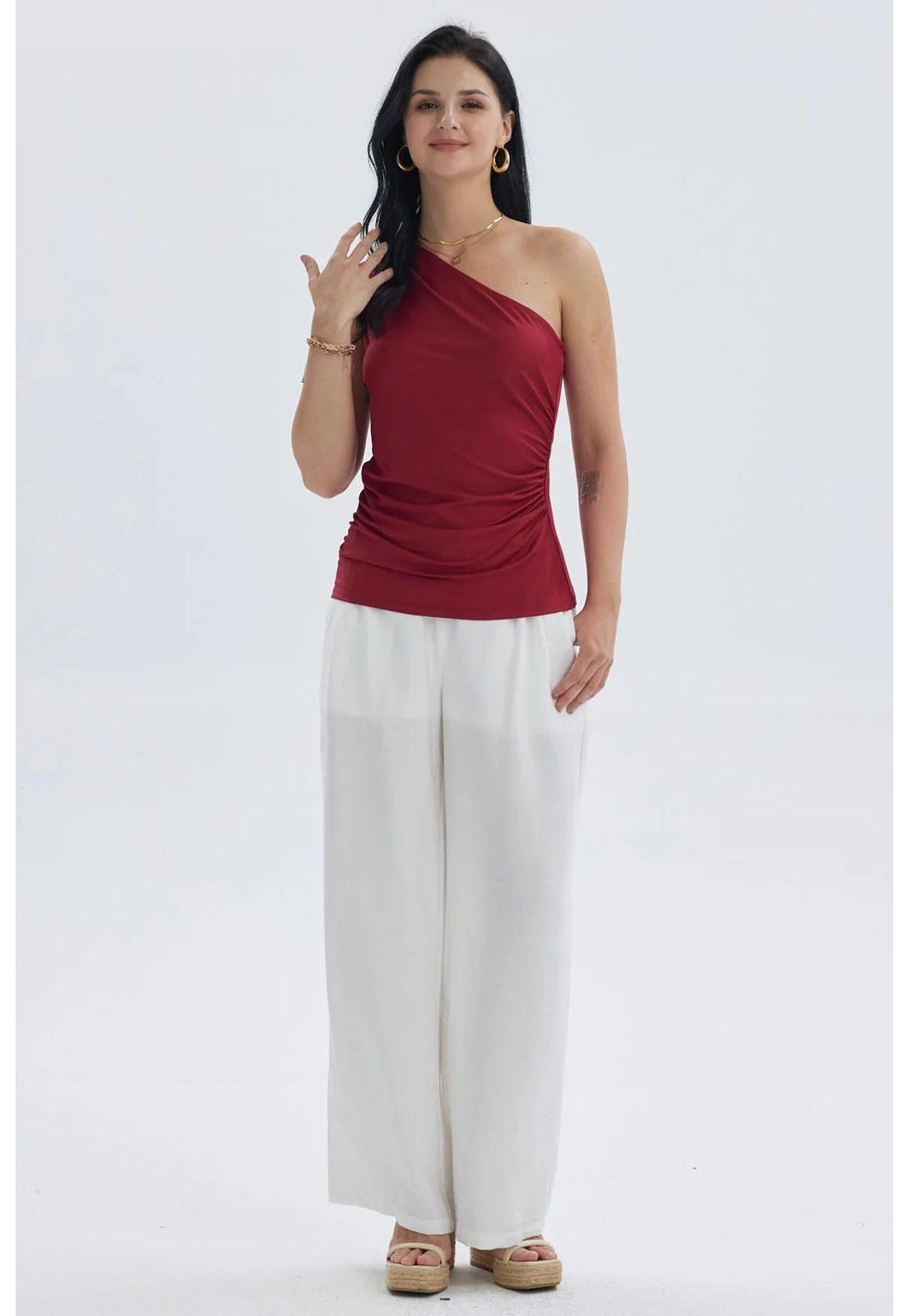 Polera Mujer Asimétrico Rojo Oscuro-3