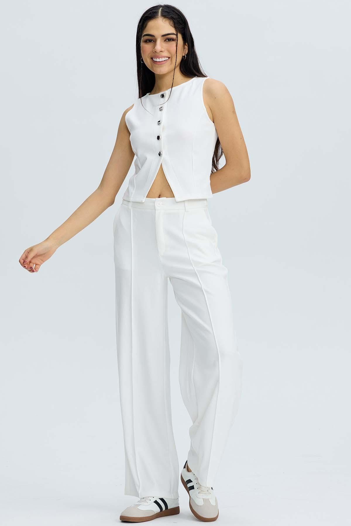 Blazer Mujer Gillette Botones Crudo-3