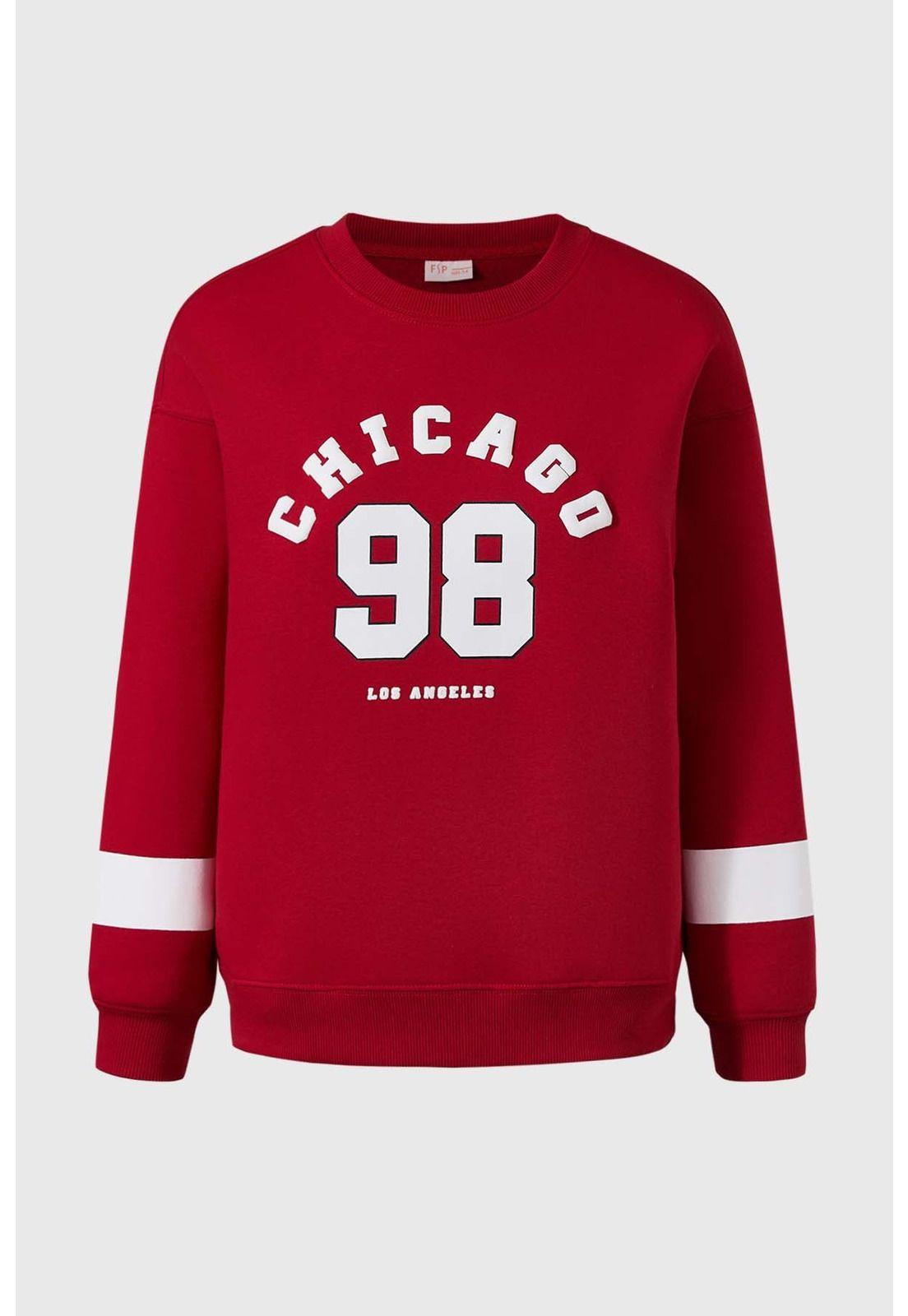 Polerón Niña Oversize Con Print Rojo-0