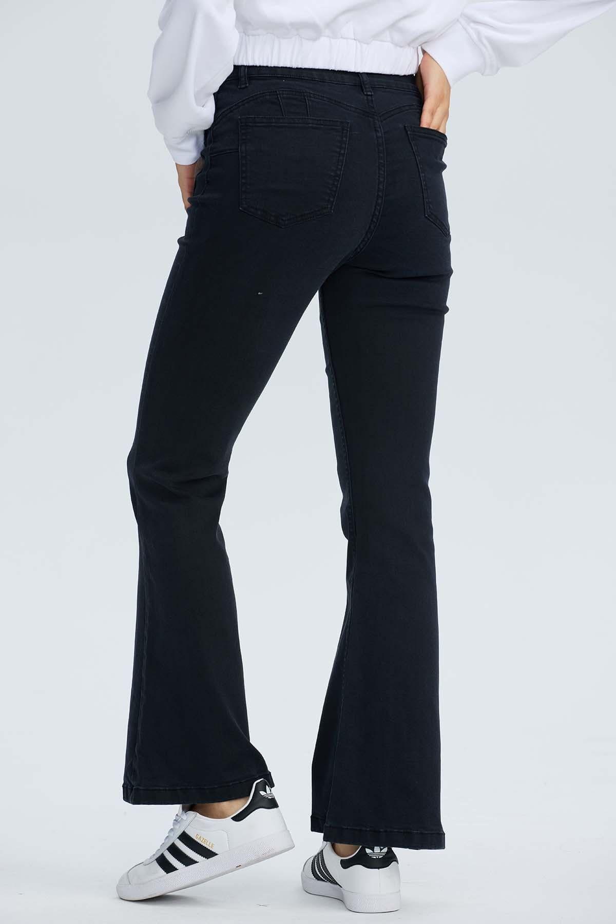Jeans Mujer Flare Detalle Negro-2