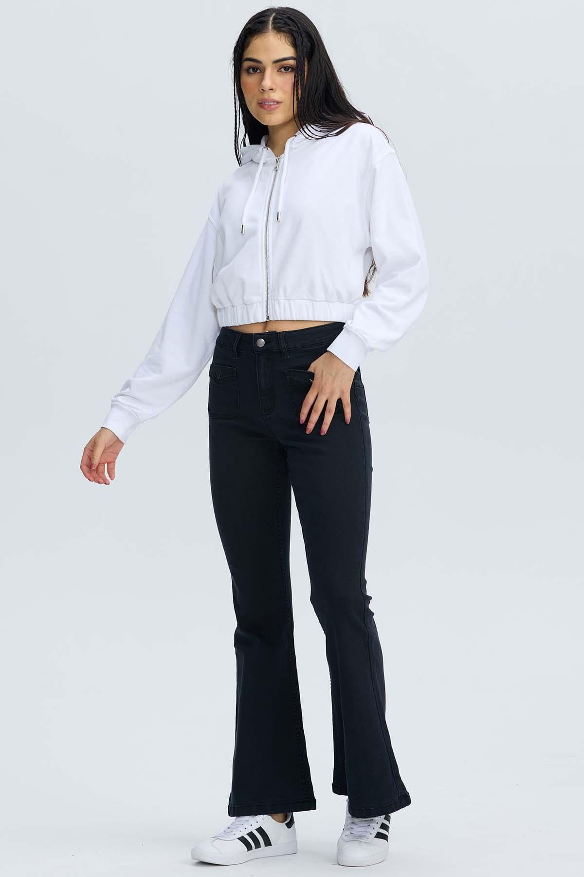 Jeans Mujer Flare Detalle Negro-3