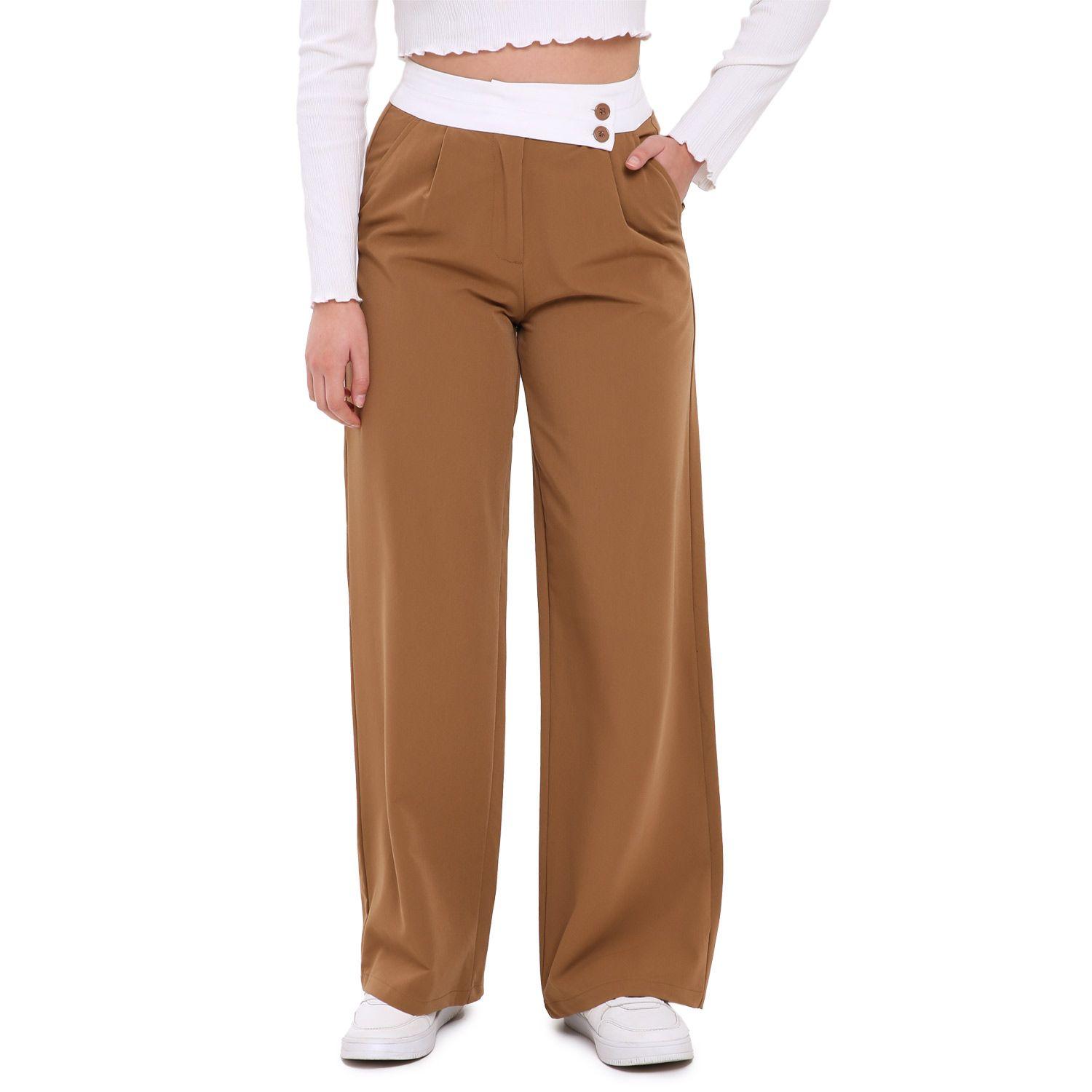 Pantalón Mujer Pretina Contraste Camel Fashion's Park-0