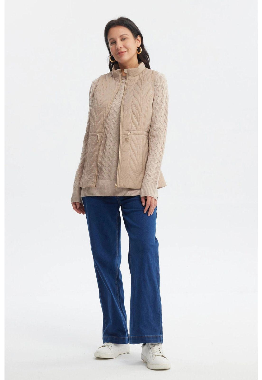 Parka Mujer Con Rombos Beige-3