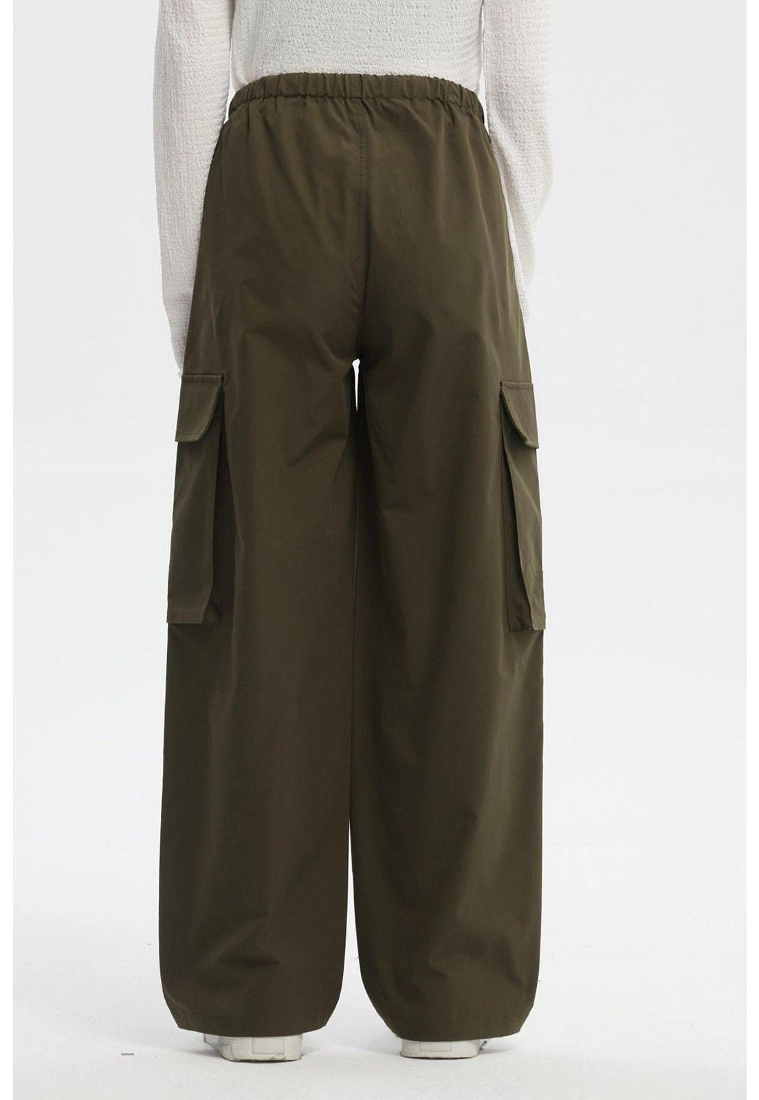 Pantalón Mujer Wide Leg Verde Militar-2