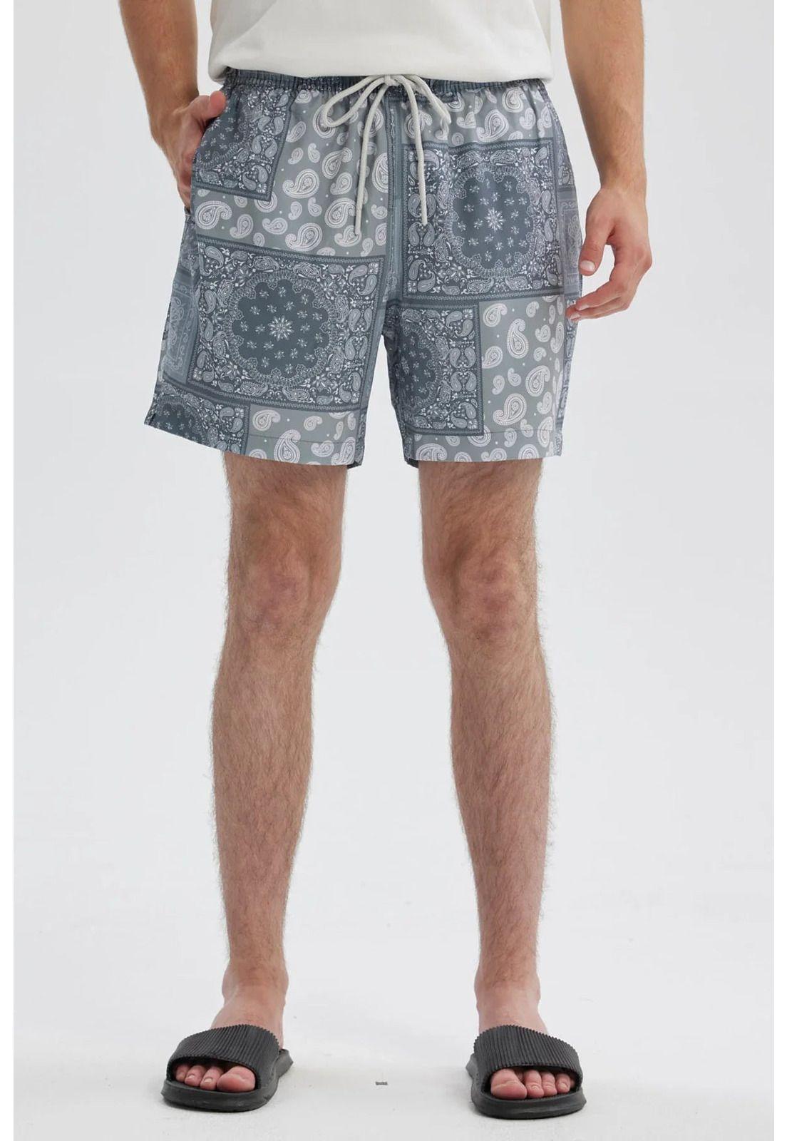 Short De Baño Hombre Print Bandana Gris-0