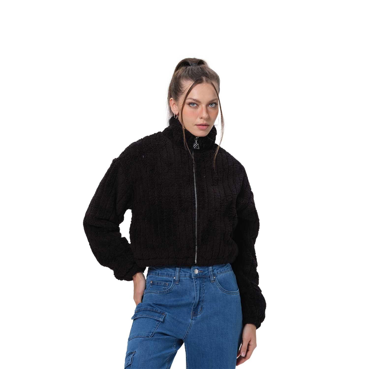 Chaqueta Mujer Tipo Polar Negro Fashion's Park-0