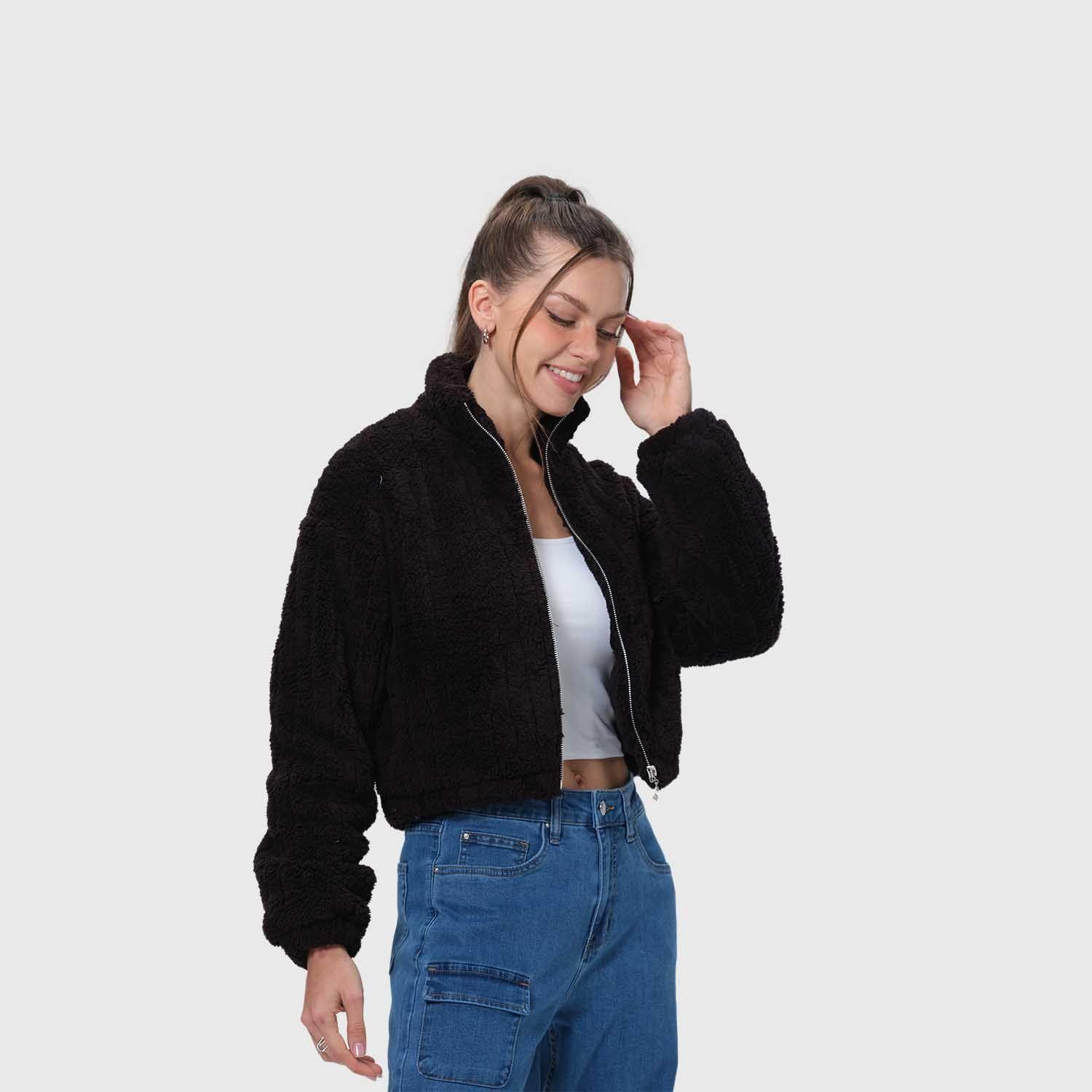 Chaqueta Mujer Tipo Polar Negro Fashion's Park-1