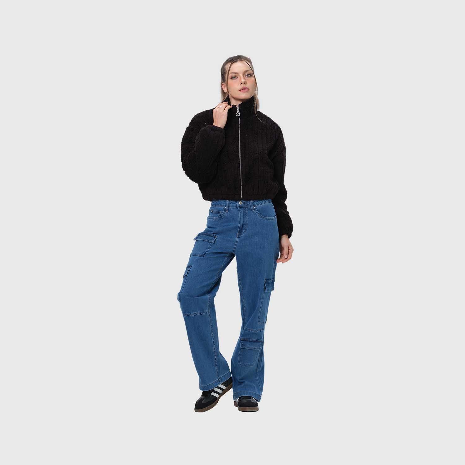 Chaqueta Mujer Tipo Polar Negro Fashion's Park-3