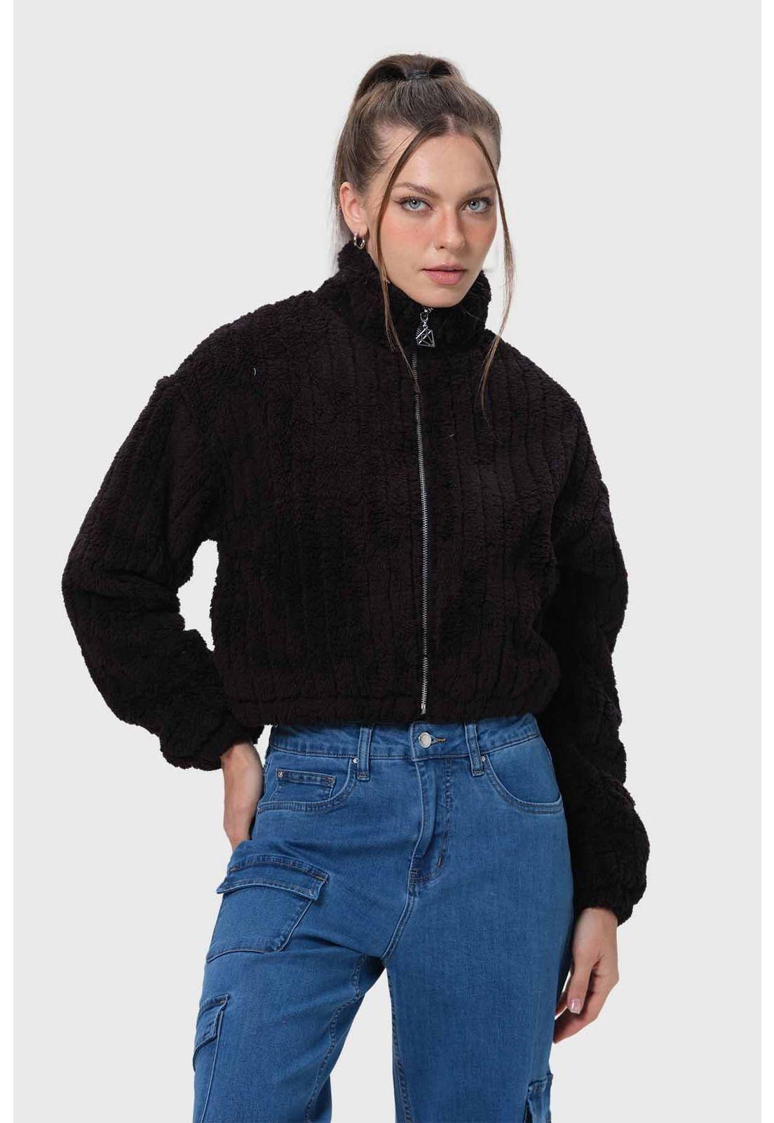 Chaqueta Mujer Tipo Polar Negro-0