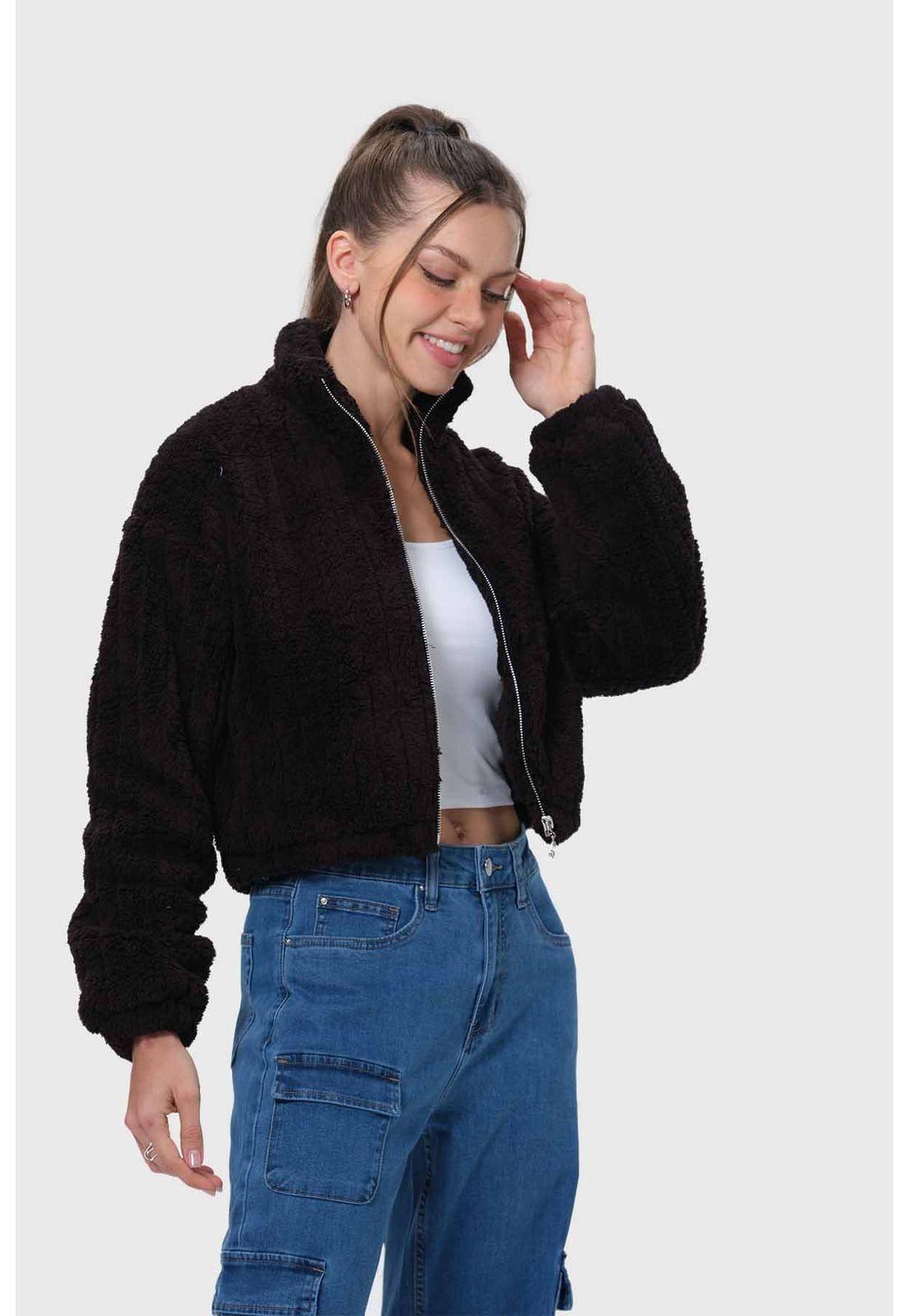 Chaqueta Mujer Tipo Polar Negro-1