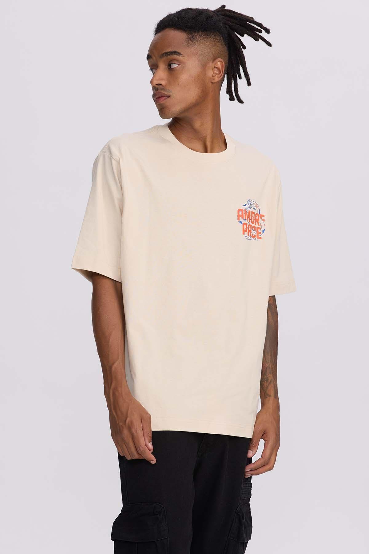 Polera Hombre Doble Print Beige-1