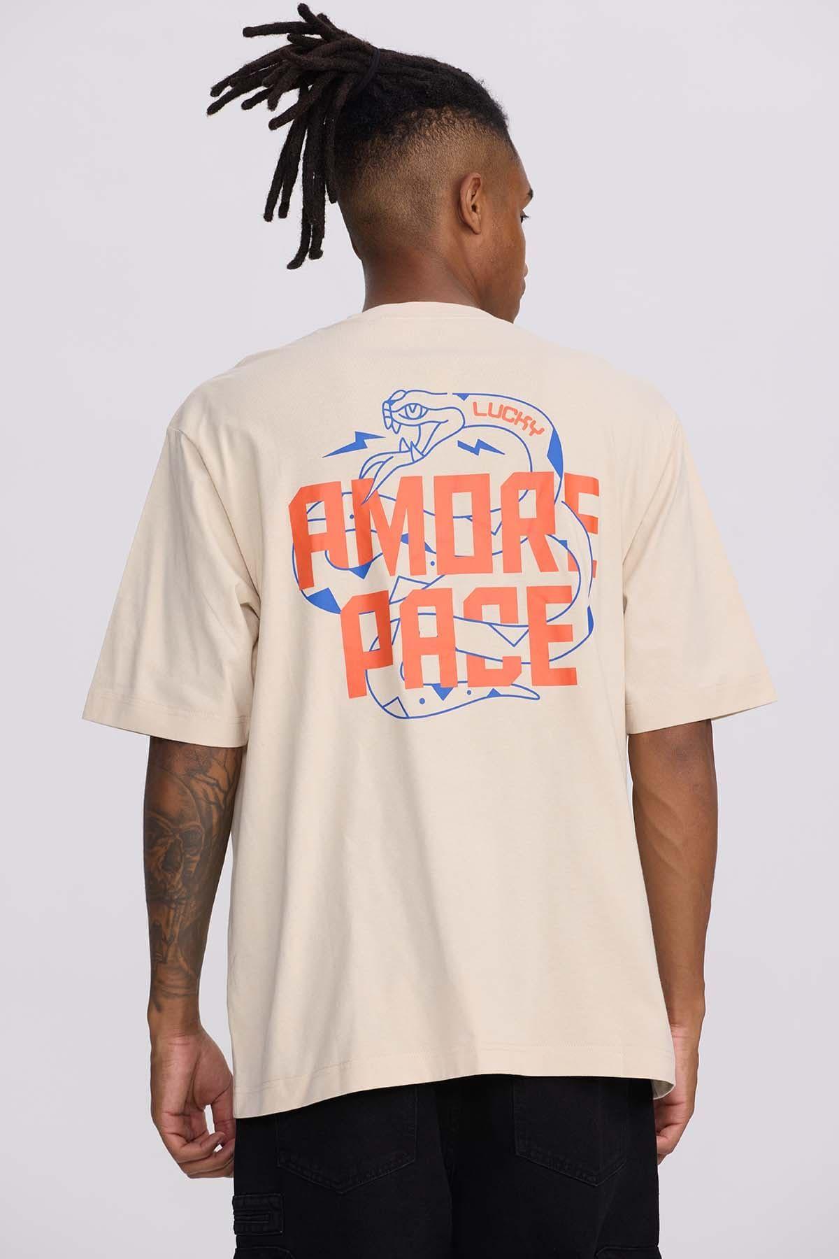 Polera Hombre Doble Print Beige-2