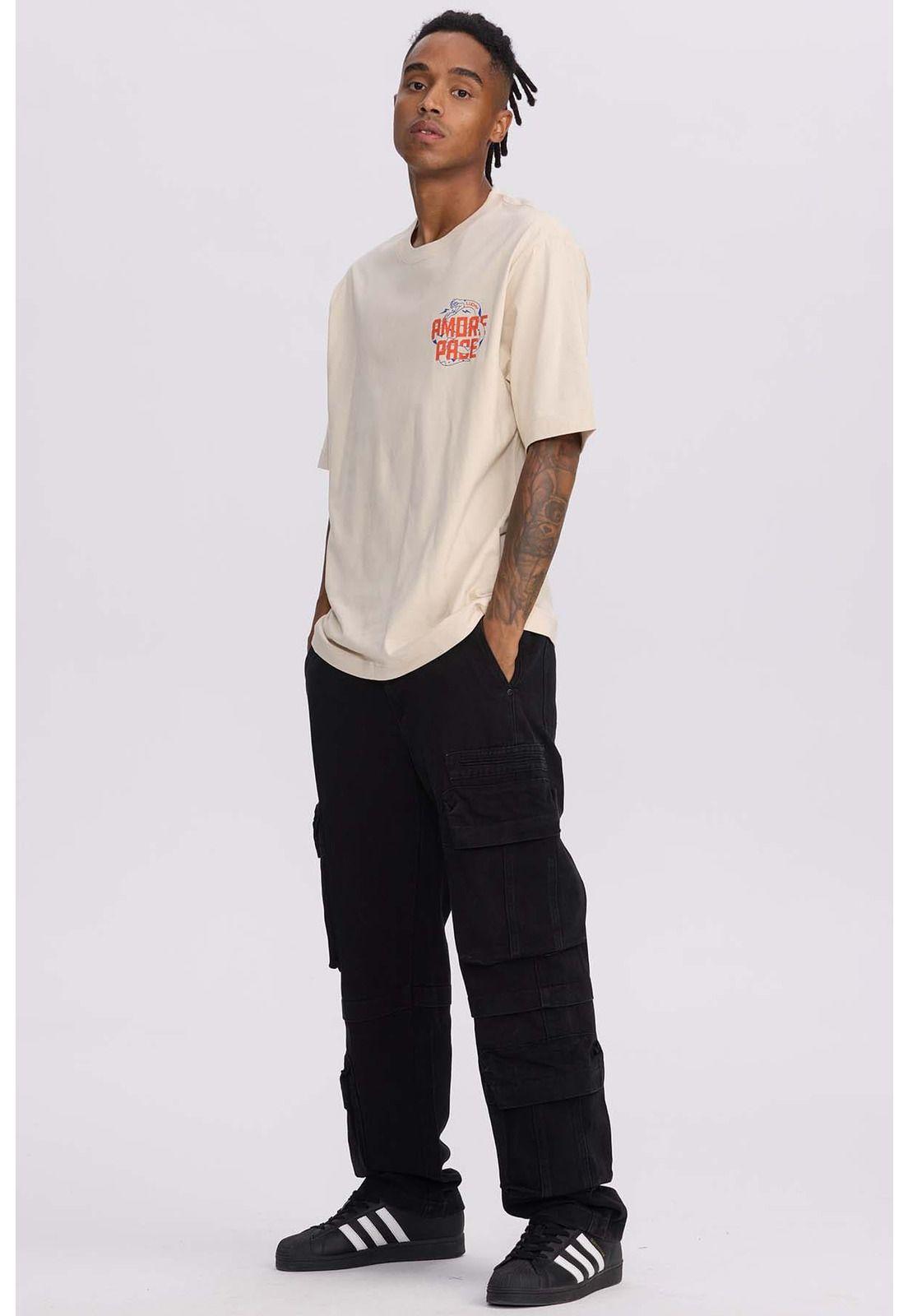 Polera Hombre Doble Print Beige - ll-3