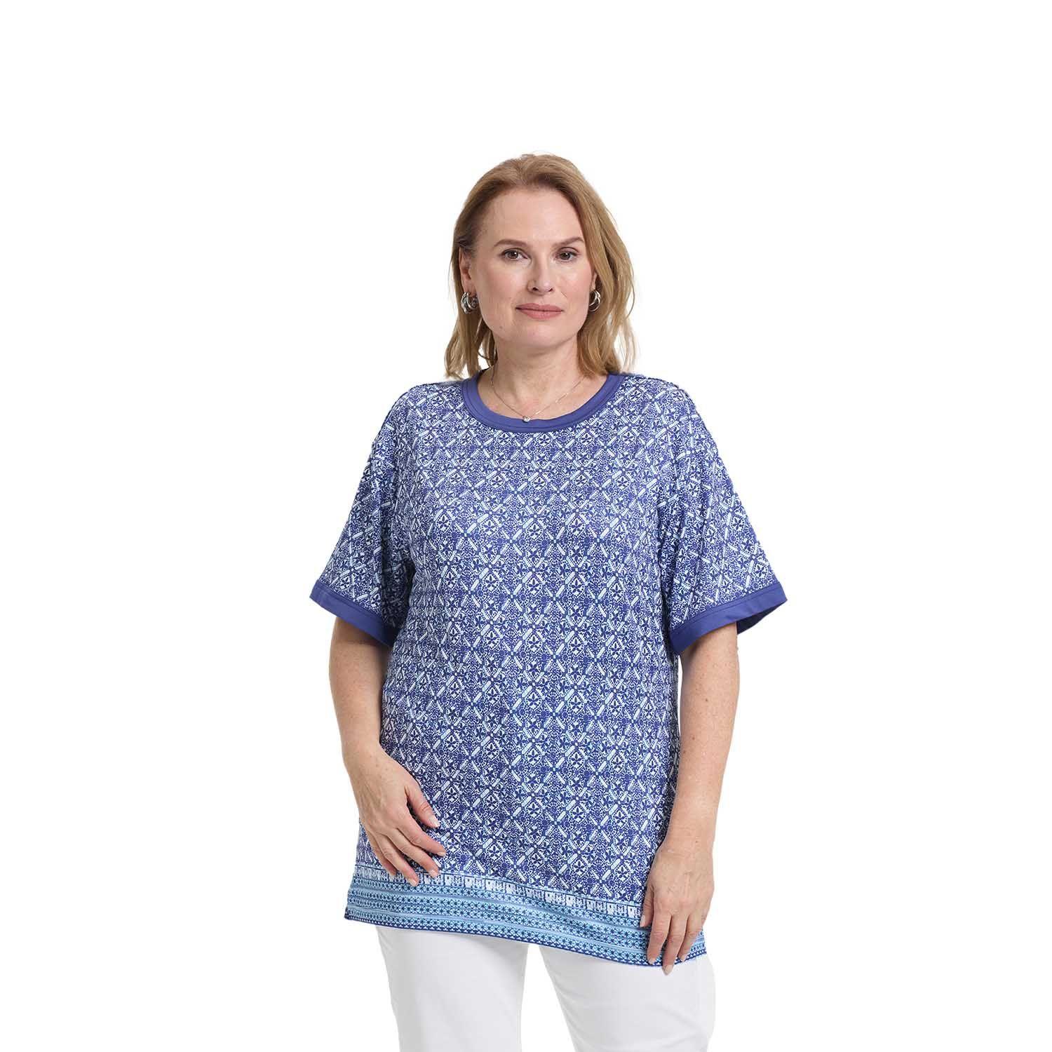 Polera Mujer Full Print Azul Fashion's Park-0