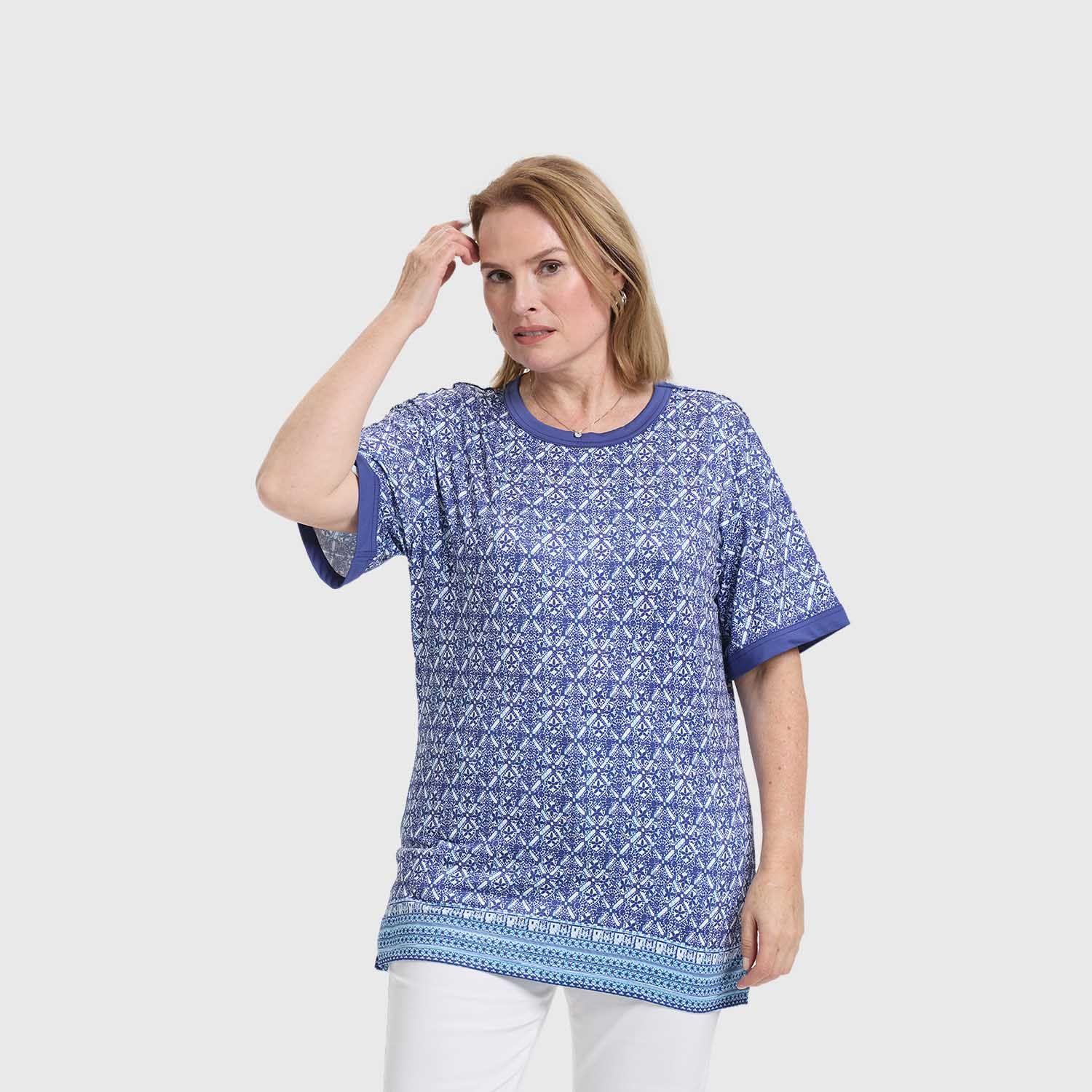 Polera Mujer Full Print Azul Fashion's Park-1