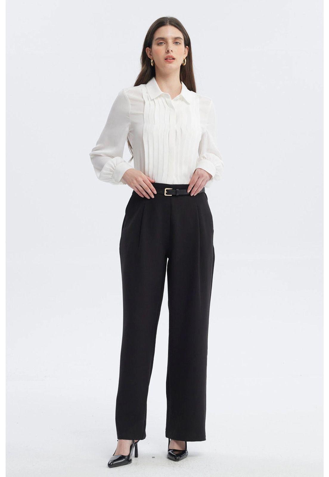 Blusa Mujer Pinzas Delanteras Crudo-3