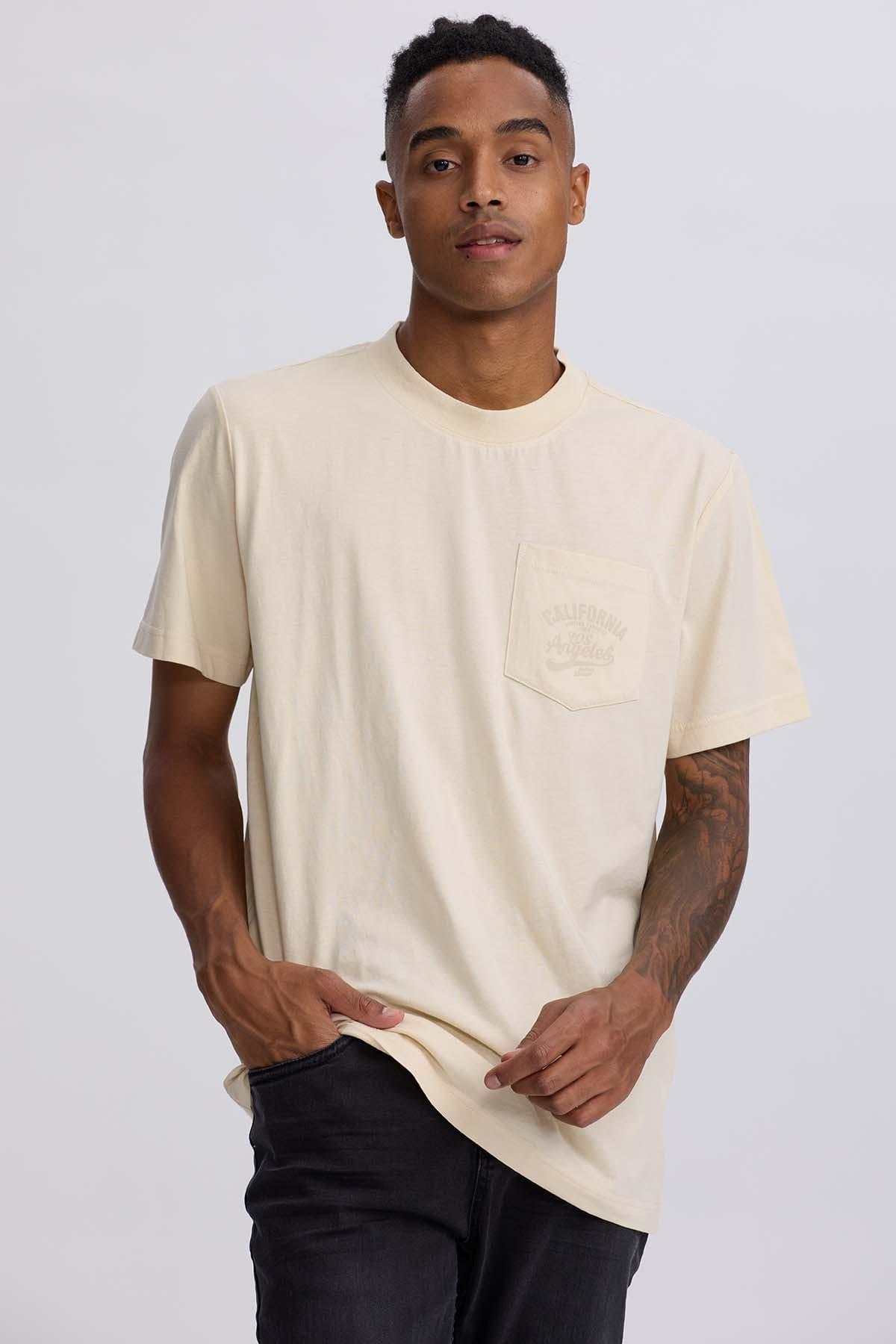 Polera Hombre Bolsillo Contraste Beige-0